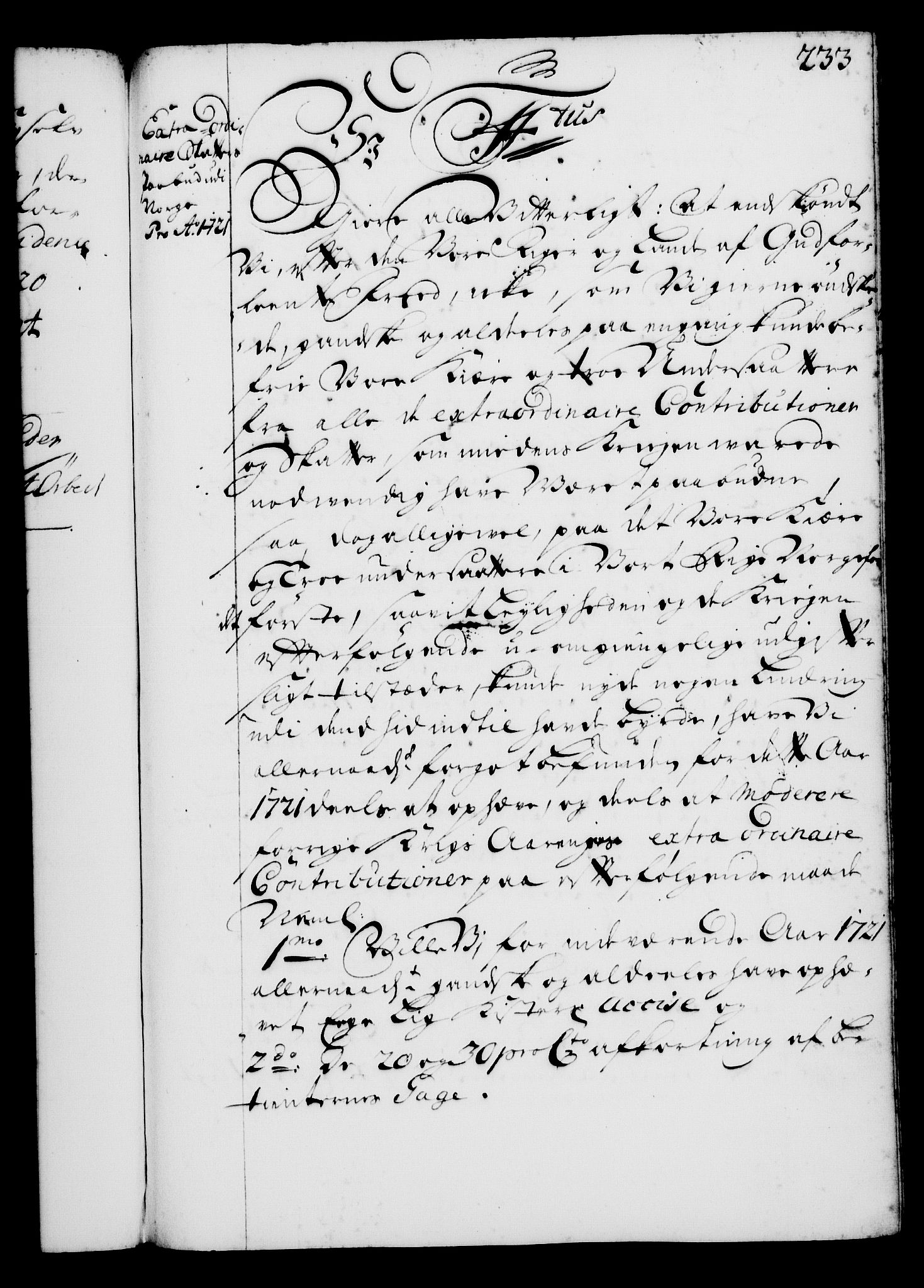 Rentekammeret, Kammerkanselliet, RA/EA-3111/G/Gg/Gga/L0001: Norsk ekspedisjonsprotokoll med register (merket RK 53.1), 1720-1723, s. 233