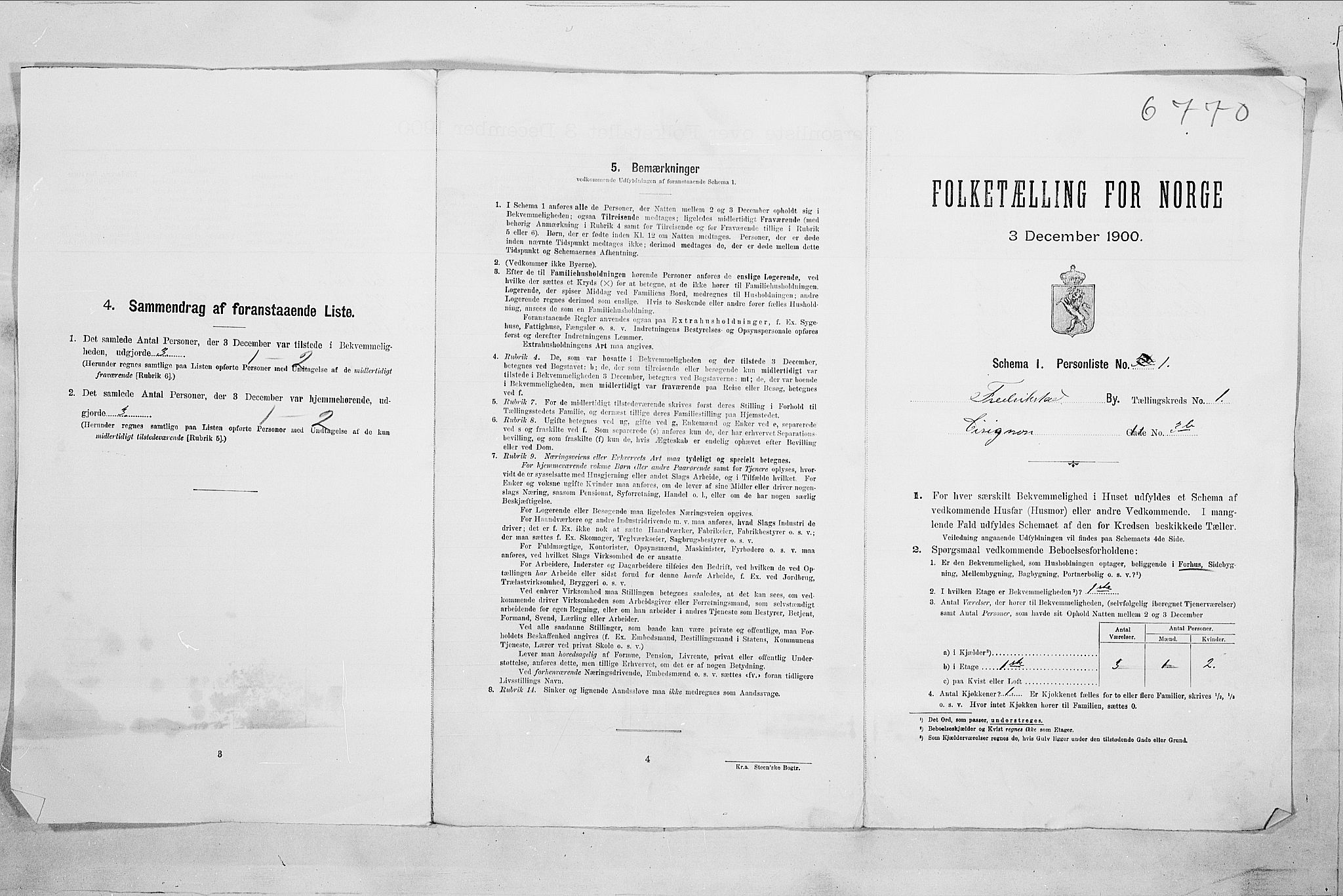 SAO, Folketelling 1900 for 0103 Fredrikstad kjøpstad, 1900