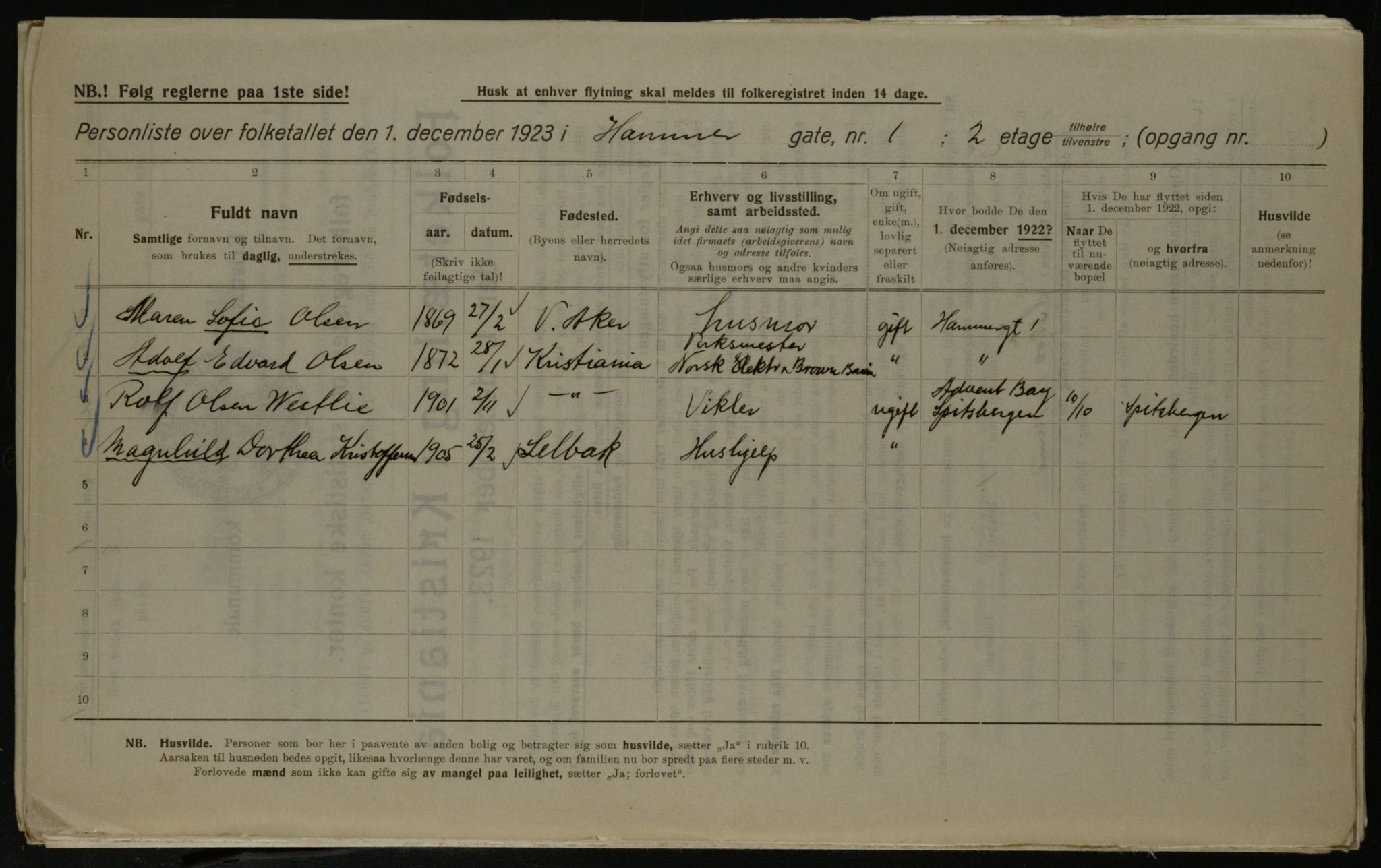 OBA, Kommunal folketelling 1.12.1923 for Kristiania, 1923, s. 38457