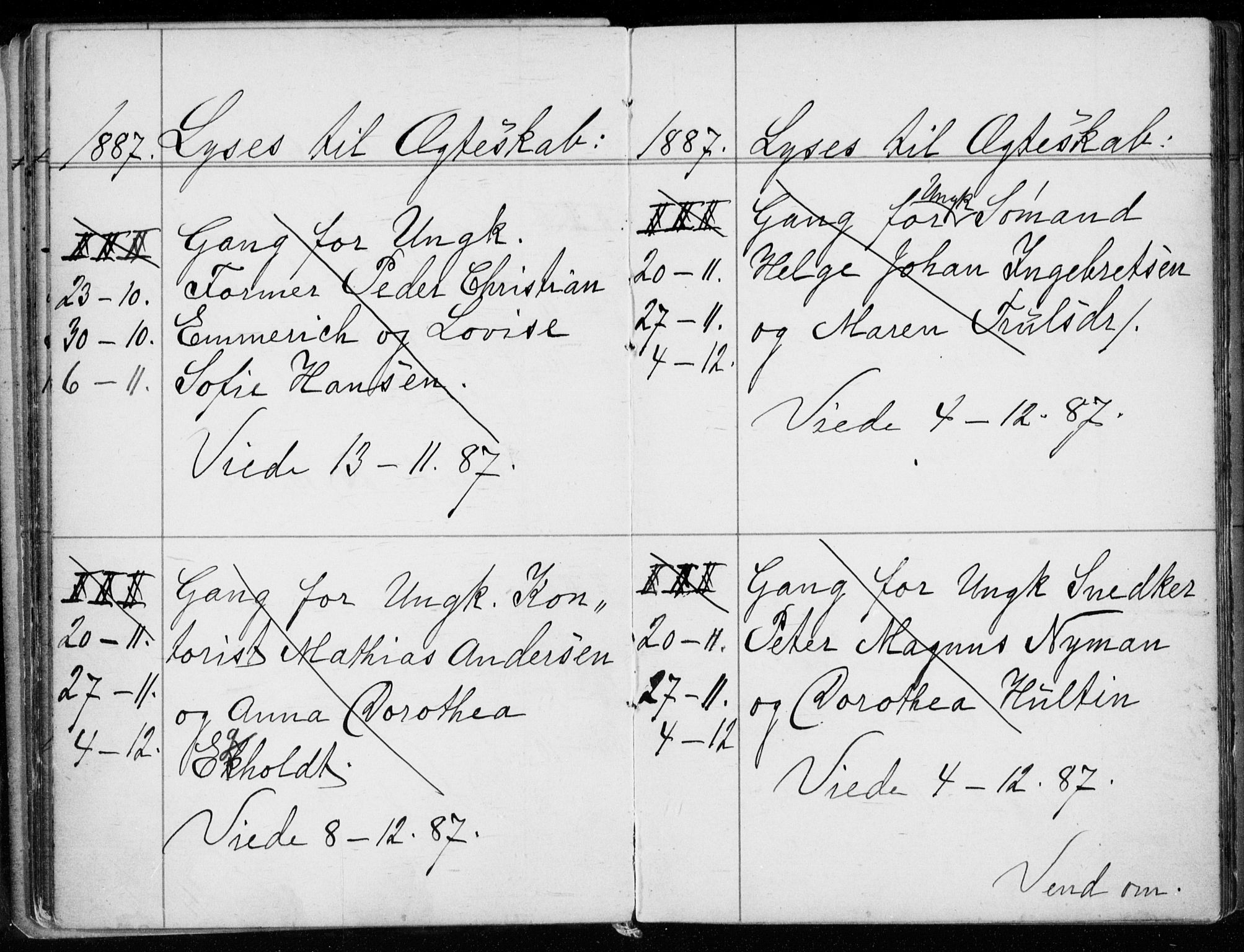 Strømsø kirkebøker, AV/SAKO-A-246/H/Ha/L0007: Lysningsprotokoll nr. 7, 1884-1896