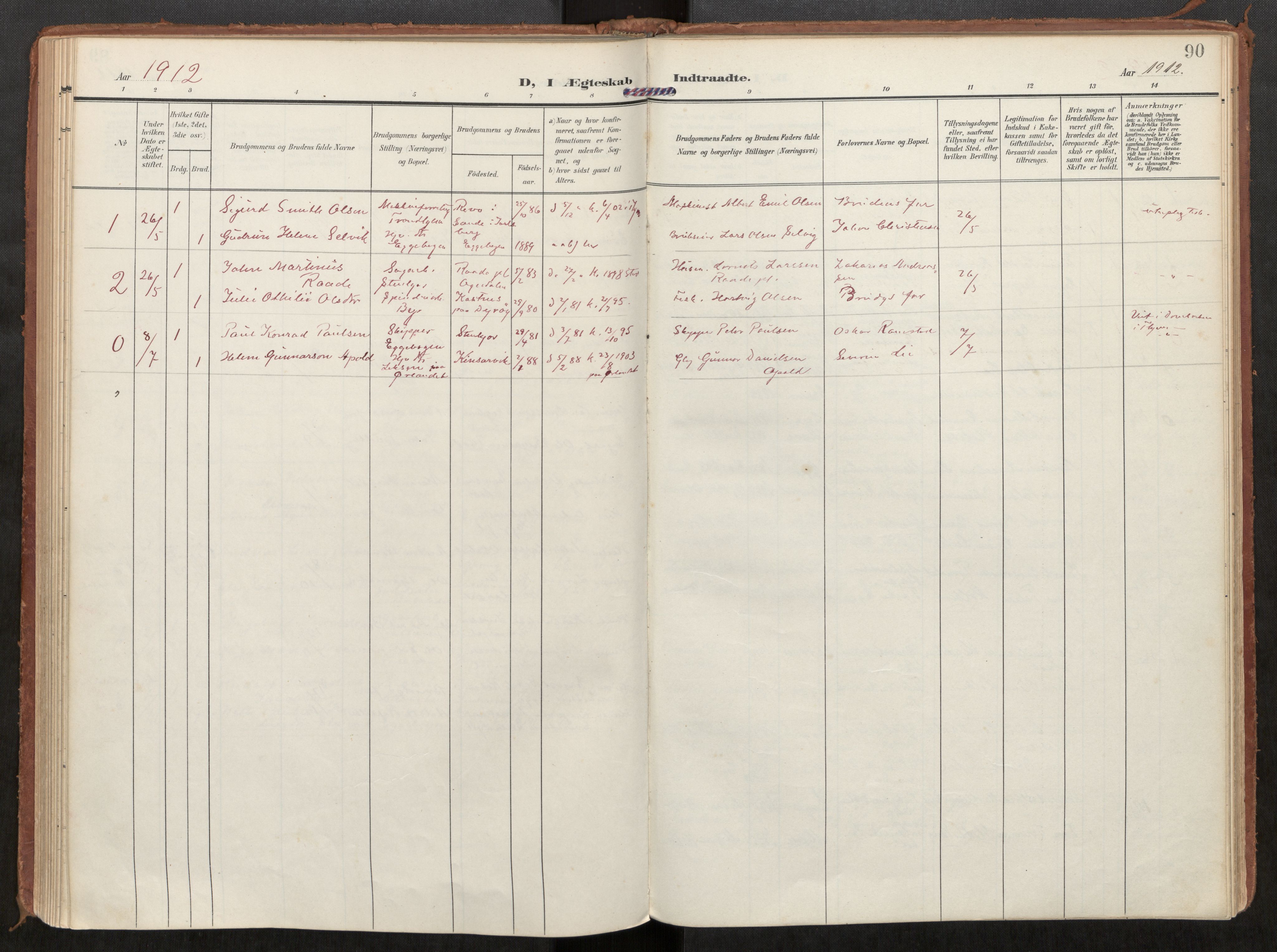 Steinkjer sokneprestkontor, SAT/A-1541/01/H/Ha/Haa/L0002: Ministerialbok nr. 2, 1907-1917, s. 90