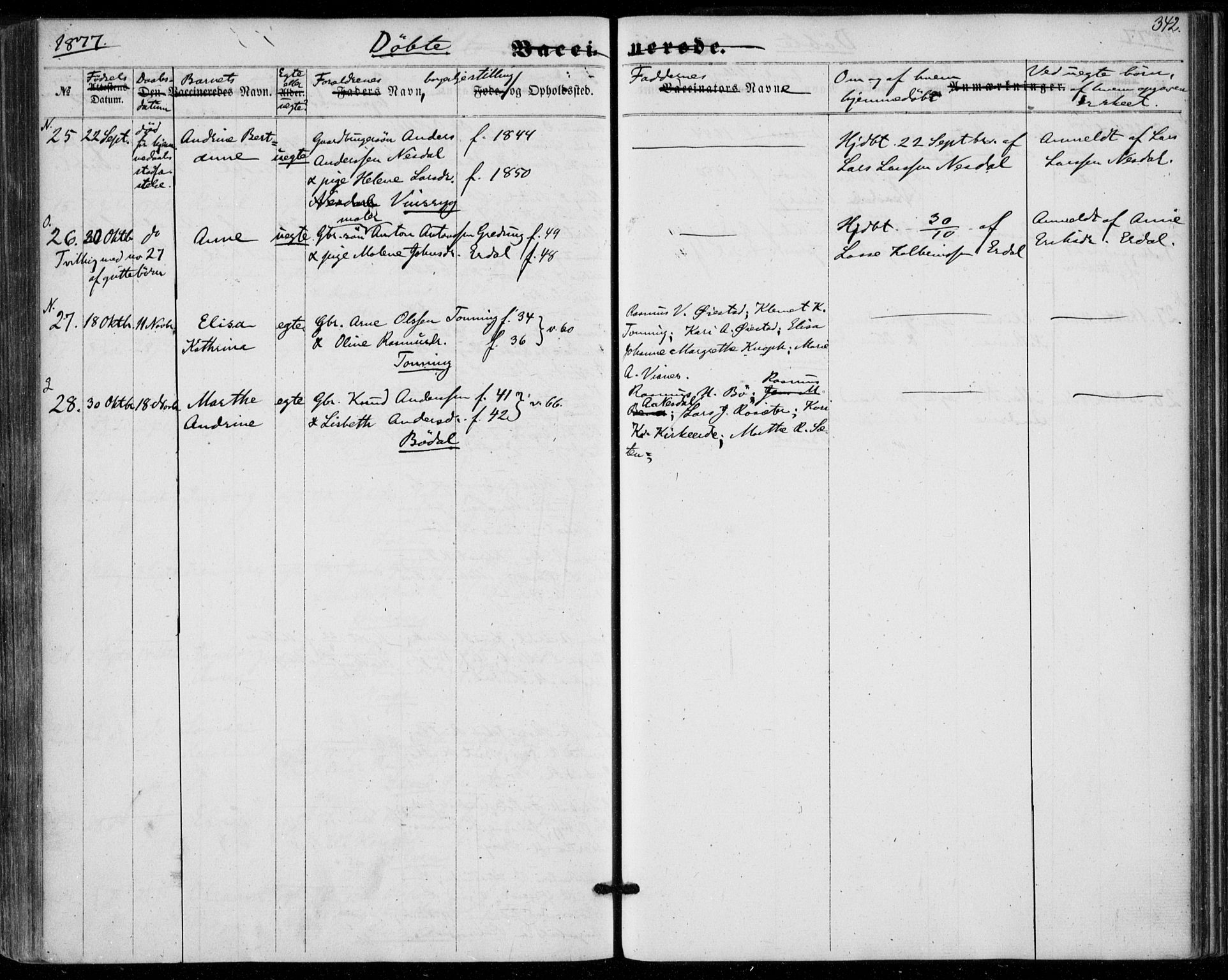 Stryn Sokneprestembete, AV/SAB-A-82501: Ministerialbok nr. A 3, 1862-1877, s. 342