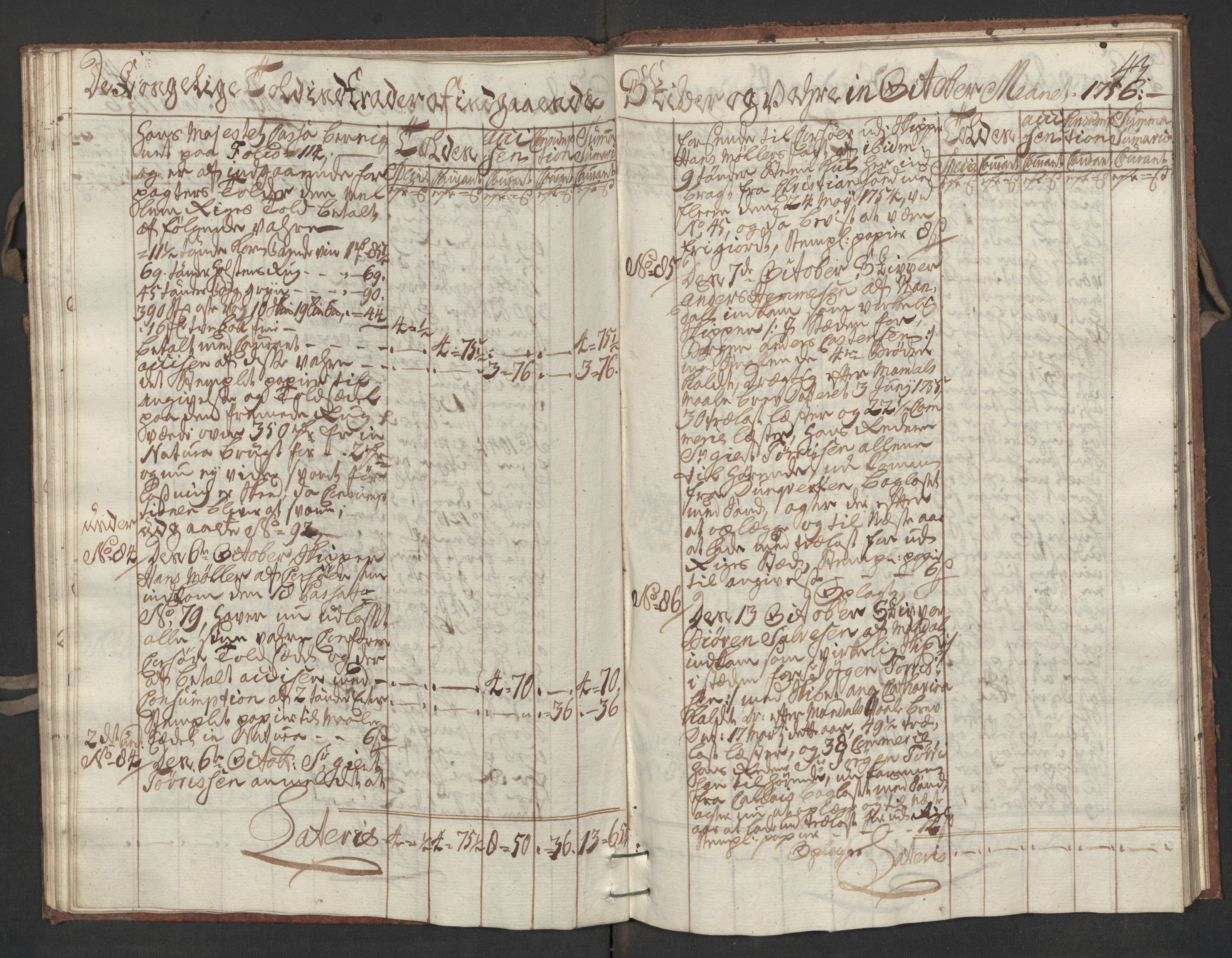 Generaltollkammeret, tollregnskaper, AV/RA-EA-5490/R17/L0017/0001: Tollregnskaper Mandal / Inngående kontratollbok, 1756, s. 42b-43a