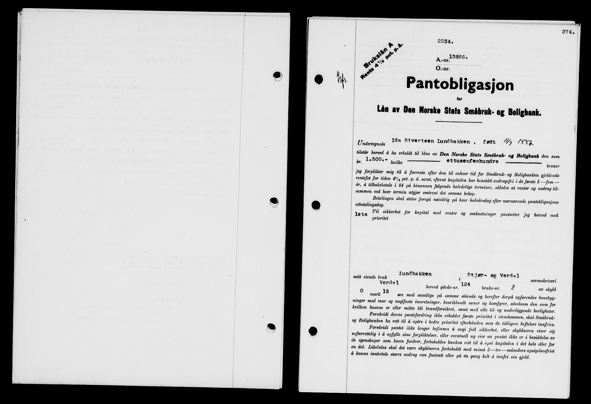 Stjør- og Verdal sorenskriveri, SAT/A-4167/1/2/2C/L0078: Pantebok nr. 46, 1936-1937, Dagboknr: 2234/1936
