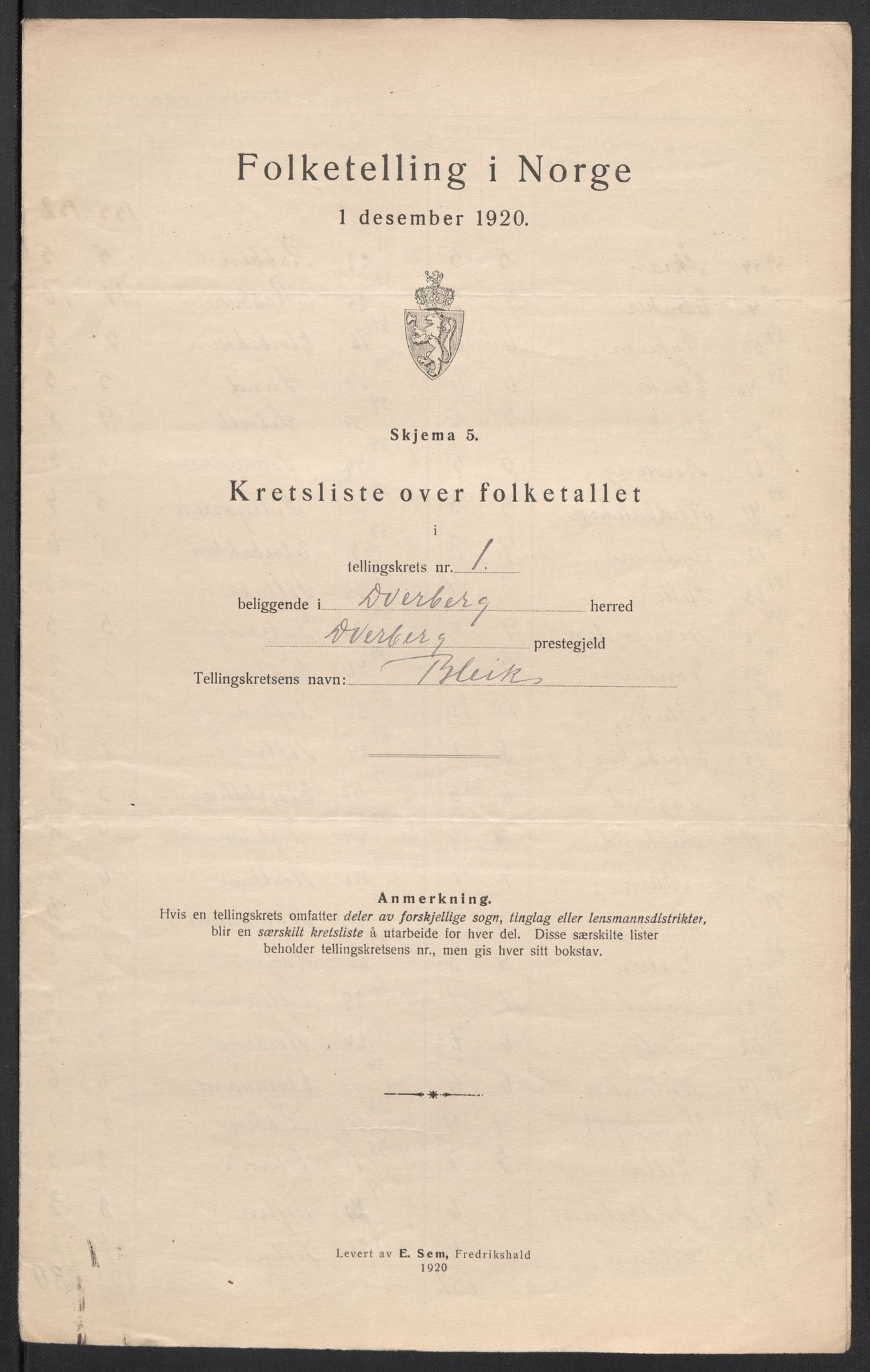 SAT, Folketelling 1920 for 1872 Dverberg herred, 1920, s. 6