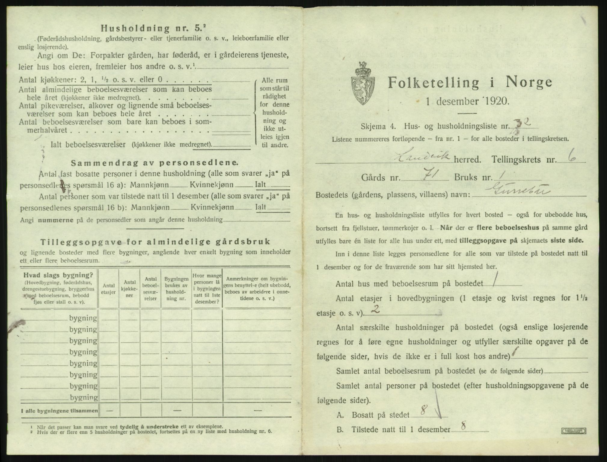 SAK, Folketelling 1920 for 0924 Landvik herred, 1920, s. 898