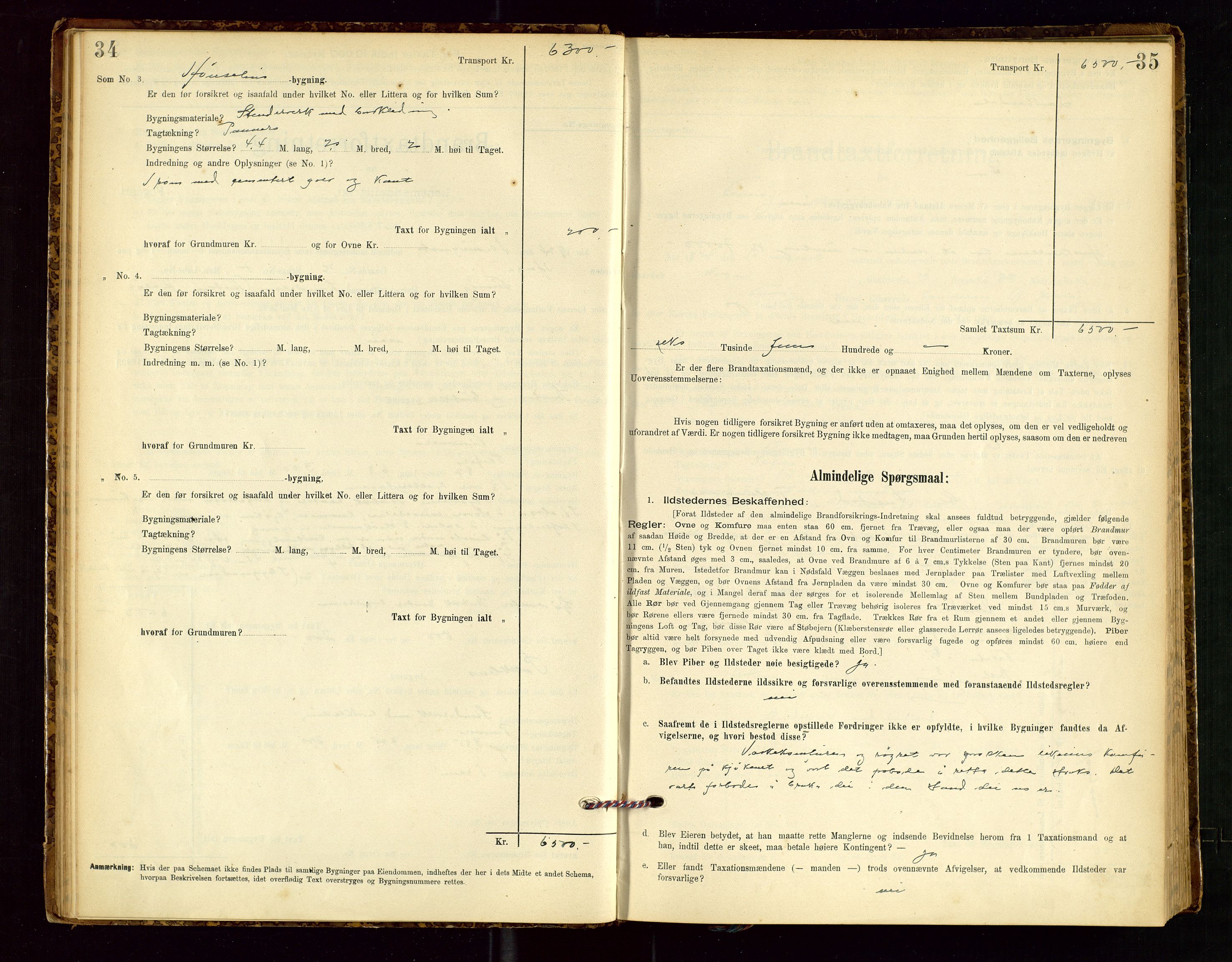 Finnøy lensmannskontor, AV/SAST-A-100442/Goa/L0003: Branntakstprotokoll - skjemaprotokoll, 1896-1954, s. 34-35