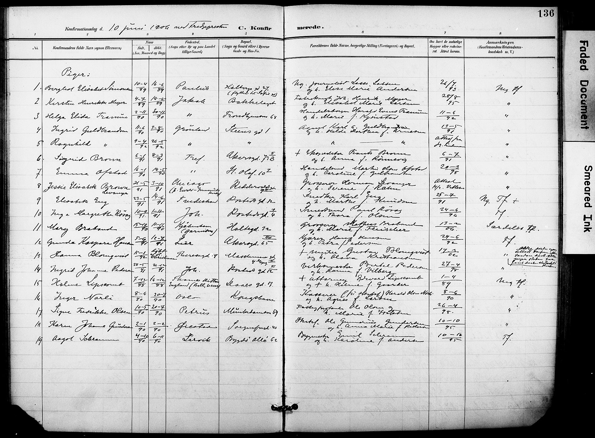 Trefoldighet prestekontor Kirkebøker, AV/SAO-A-10882/F/Fb/L0004: Ministerialbok nr. II 4, 1896-1915, s. 136