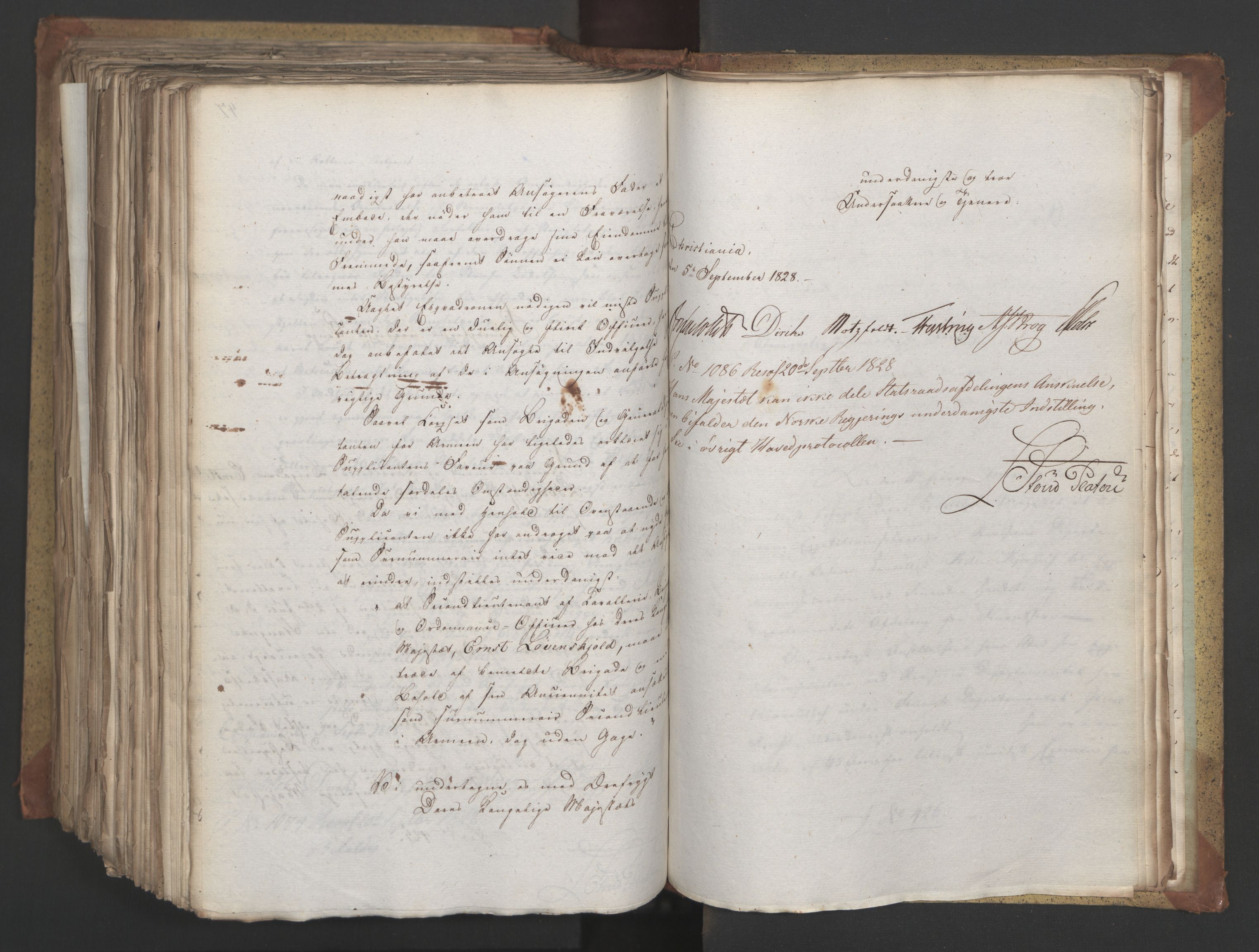 Statsrådsavdelingen i Stockholm, AV/RA-S-1003/D/Da/L0055: Regjeringsinnstillinger nr. 231-435, 1828, s. 615