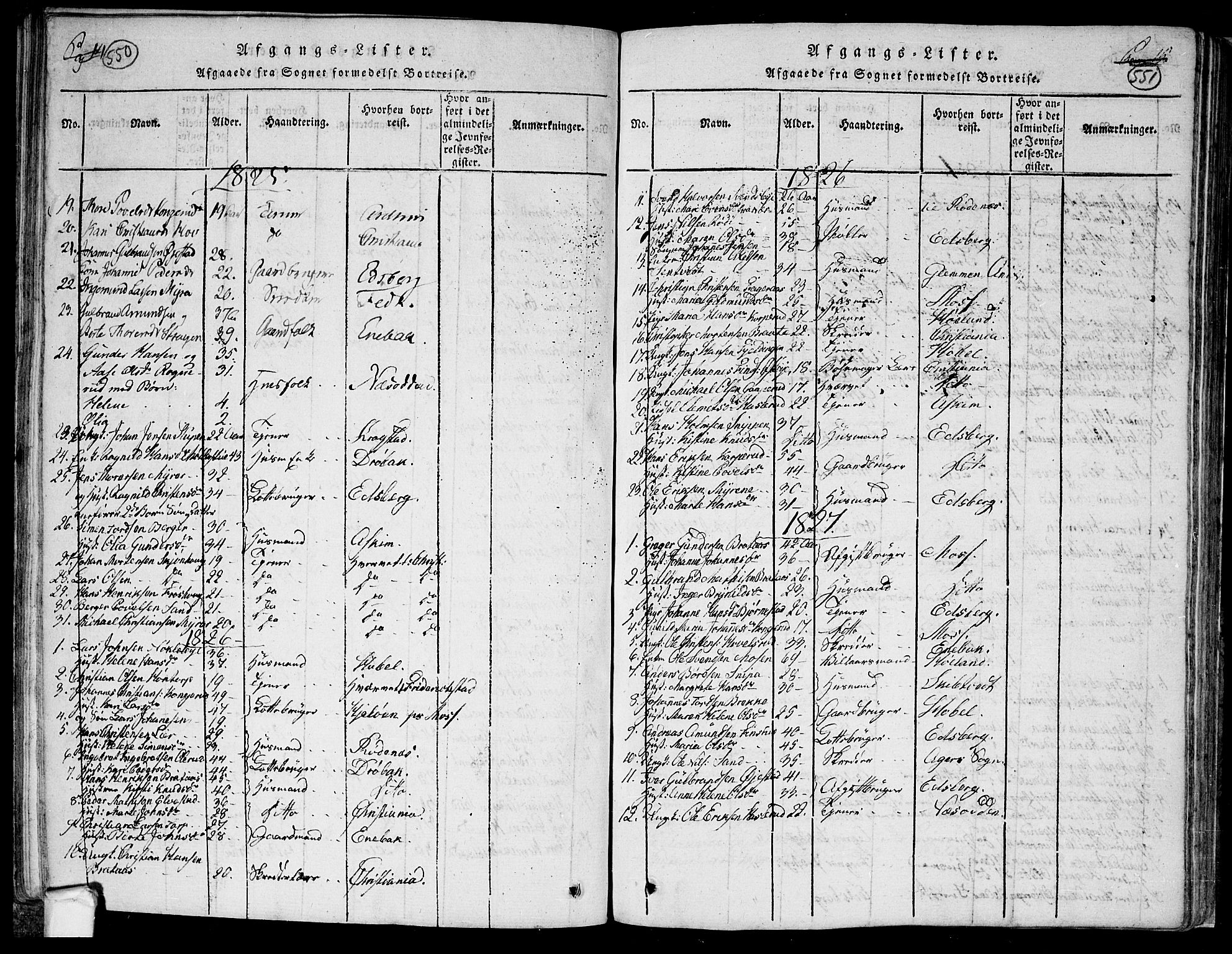 Trøgstad prestekontor Kirkebøker, AV/SAO-A-10925/F/Fa/L0006: Ministerialbok nr. I 6, 1815-1844, s. 550-551