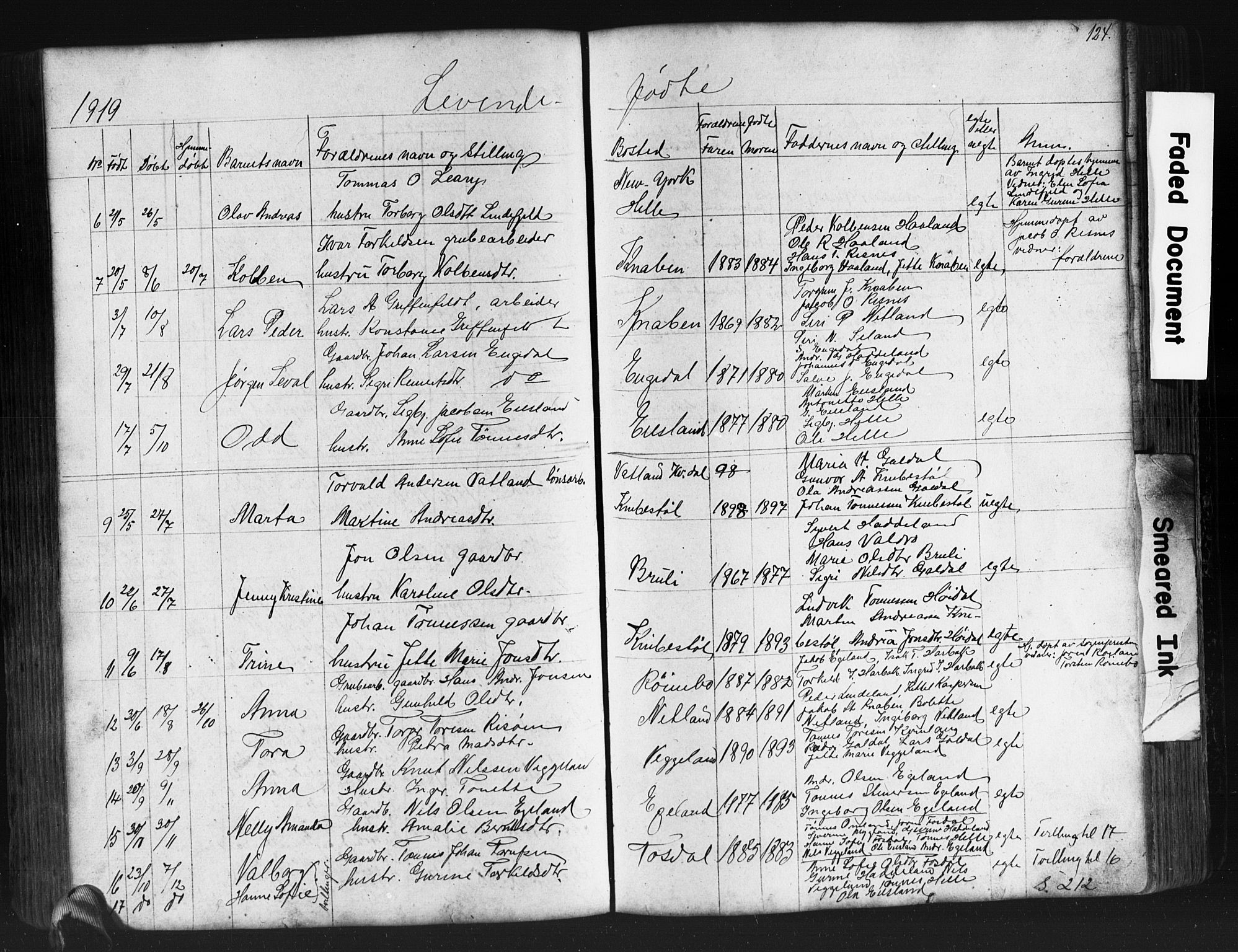 Fjotland sokneprestkontor, AV/SAK-1111-0010/F/Fb/L0003: Klokkerbok nr. B 3, 1872-1924, s. 124