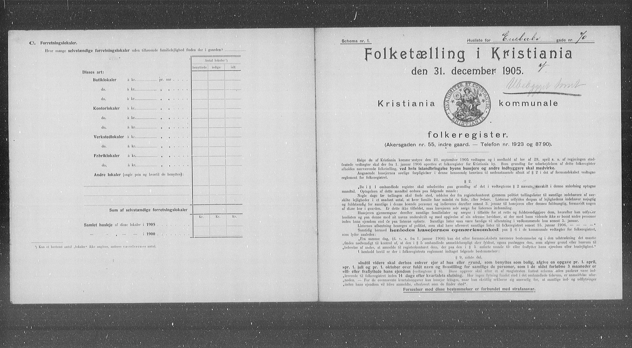 OBA, Kommunal folketelling 31.12.1905 for Kristiania kjøpstad, 1905, s. 10846