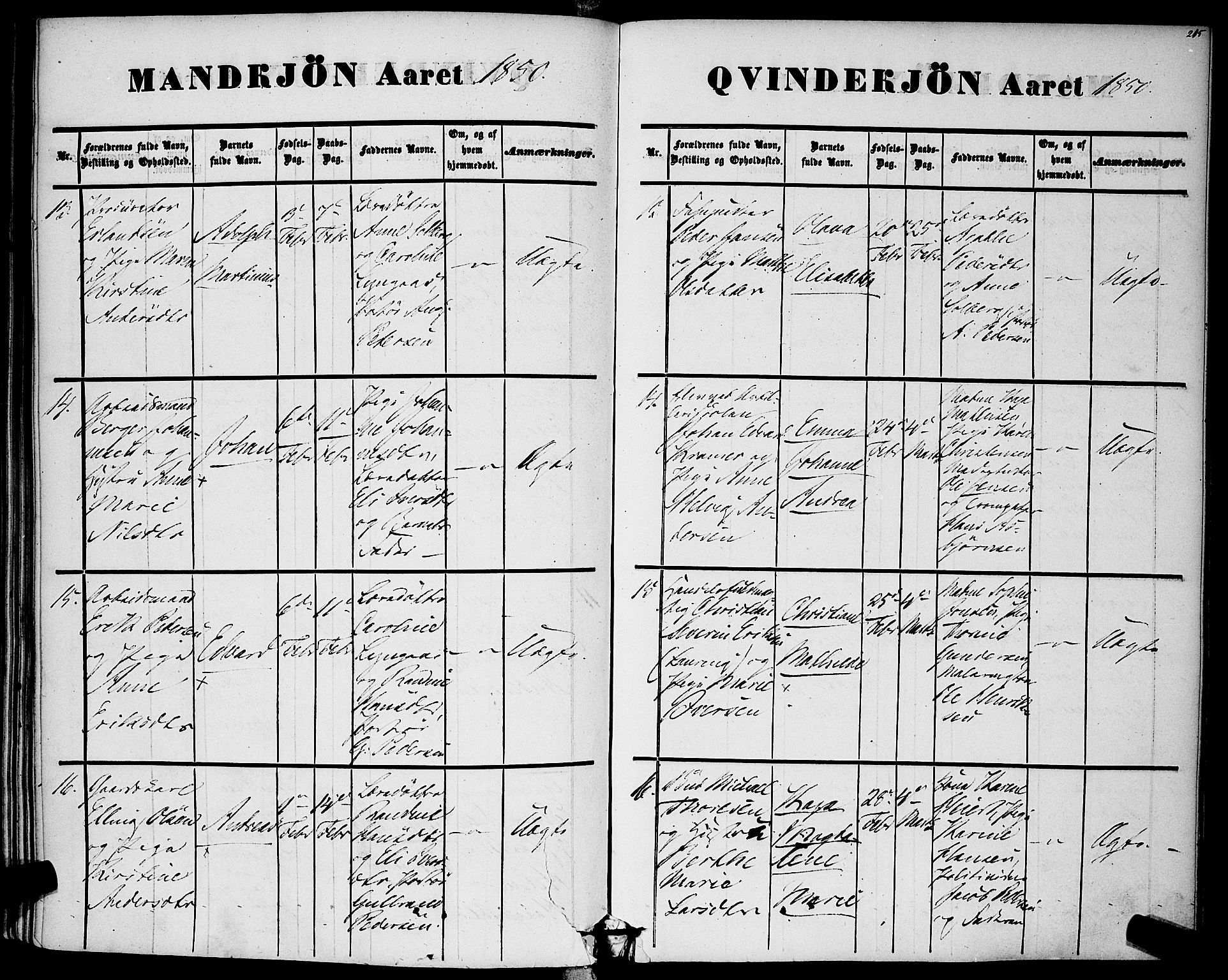 Rikshospitalet prestekontor Kirkebøker, SAO/A-10309b/F/L0003: Ministerialbok nr. 3, 1841-1853, s. 215