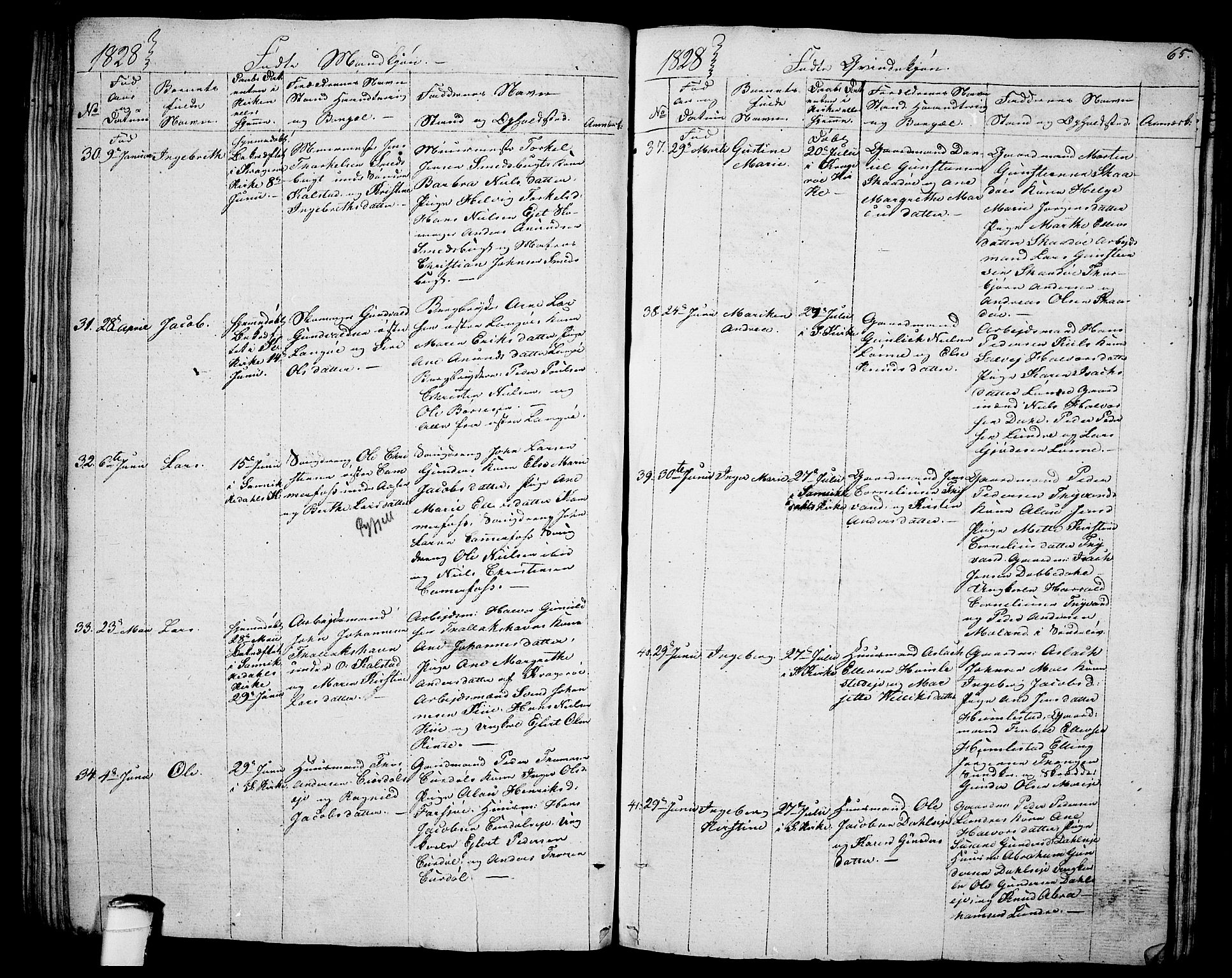 Sannidal kirkebøker, AV/SAKO-A-296/F/Fa/L0005: Ministerialbok nr. 5, 1823-1830, s. 65