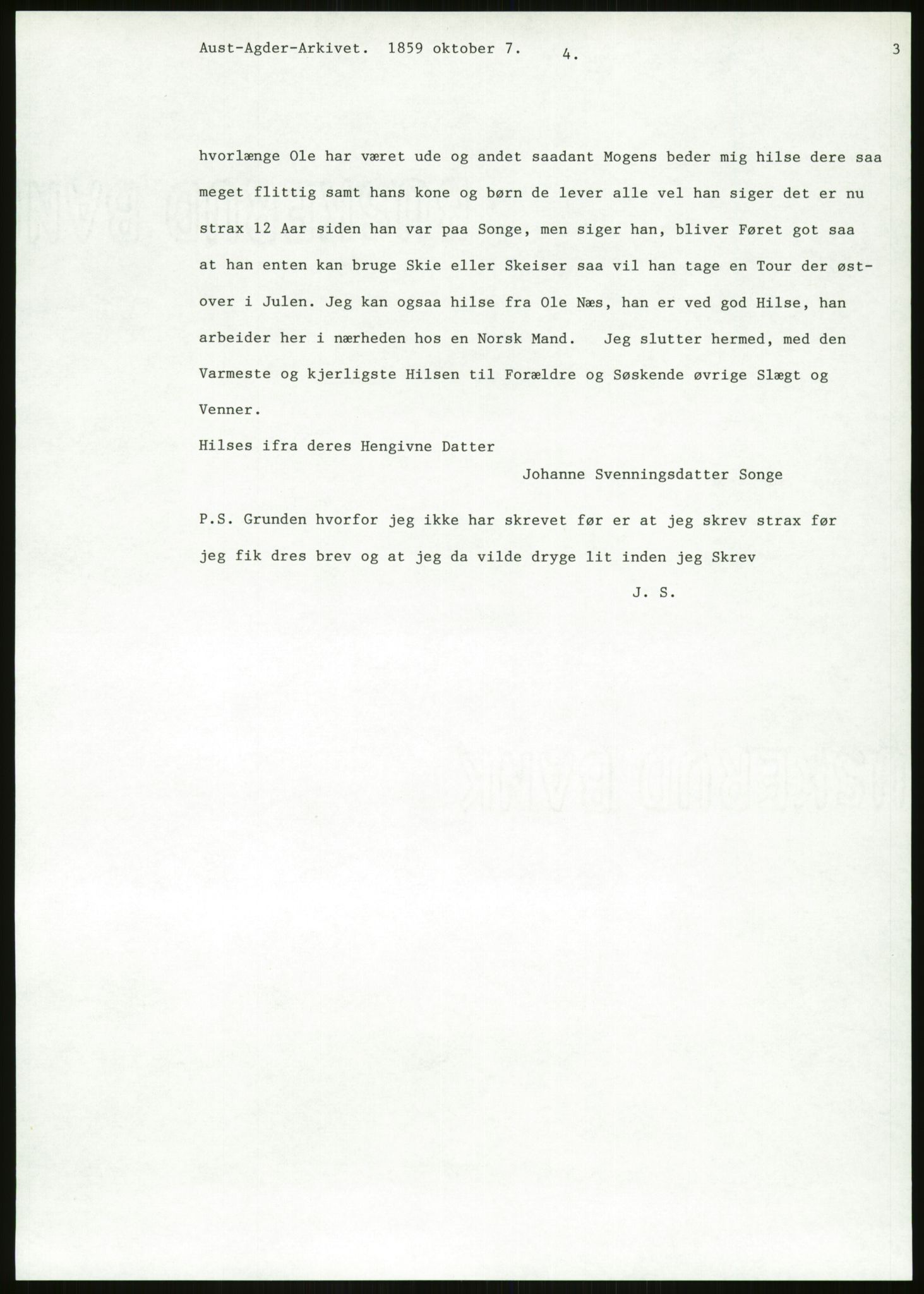 Samlinger til kildeutgivelse, Amerikabrevene, AV/RA-EA-4057/F/L0026: Innlån fra Aust-Agder: Aust-Agder-Arkivet - Erickson, 1838-1914, s. 65