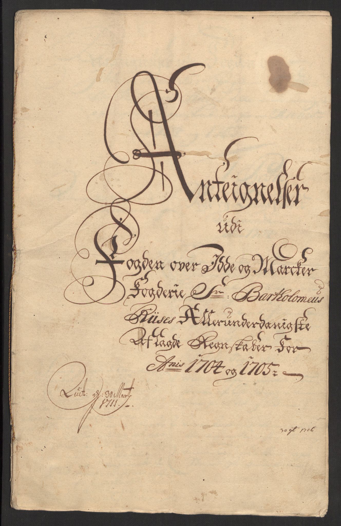 Rentekammeret inntil 1814, Reviderte regnskaper, Fogderegnskap, RA/EA-4092/R01/L0017: Fogderegnskap Idd og Marker, 1704-1706, s. 325