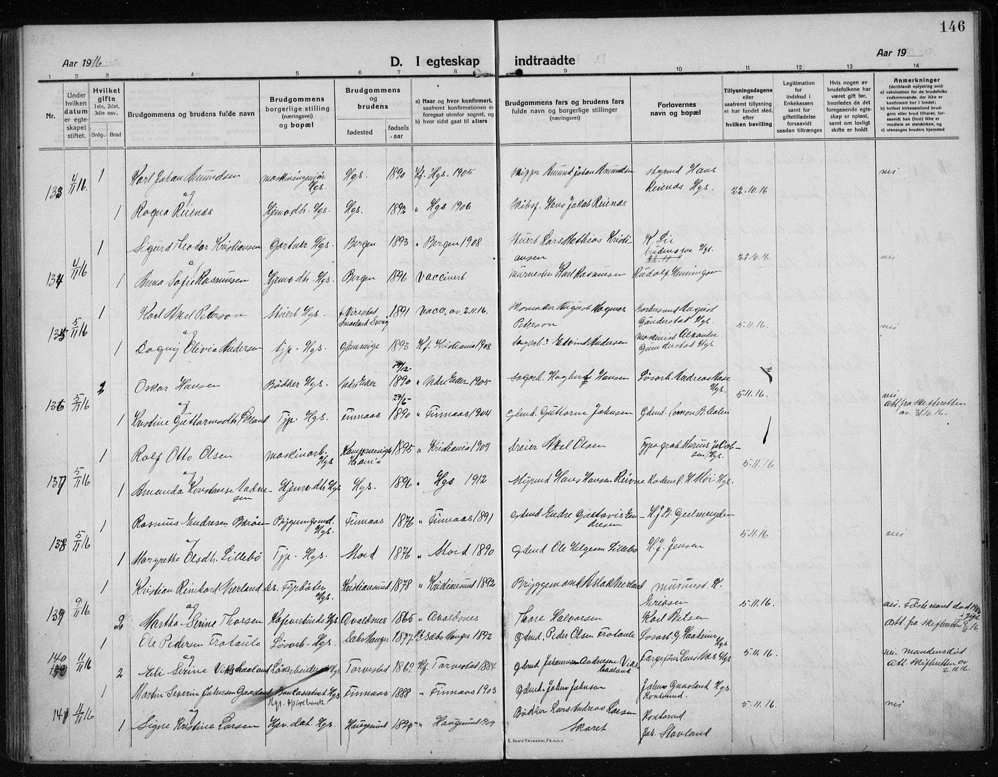 Haugesund sokneprestkontor, AV/SAST-A -101863/H/Ha/Haa/L0009: Ministerialbok nr. A 9, 1914-1929, s. 146