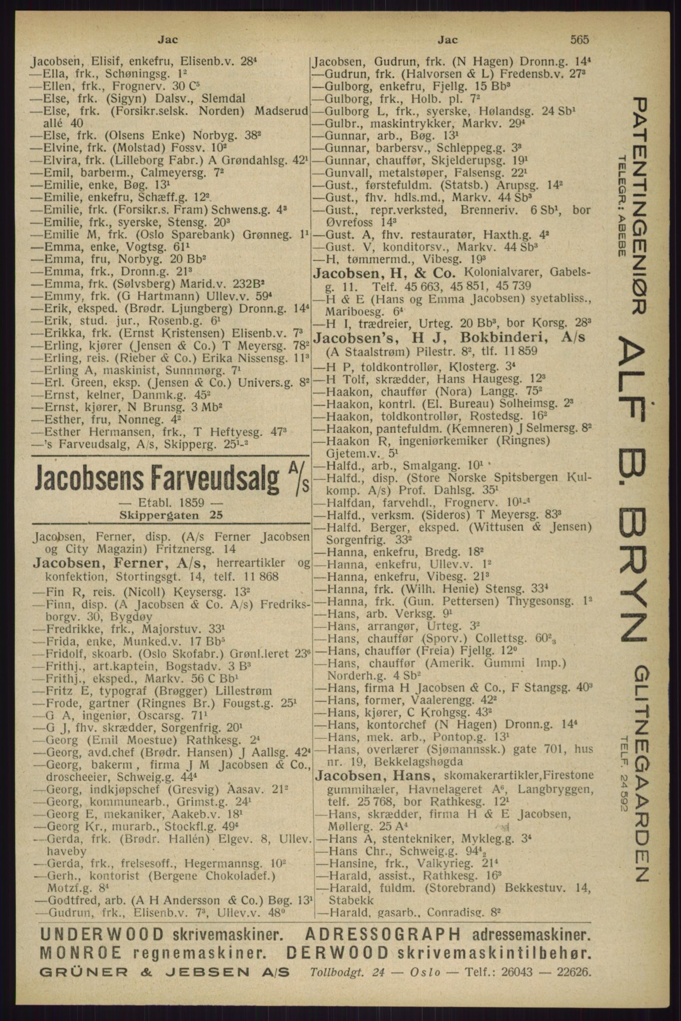 Kristiania/Oslo adressebok, PUBL/-, 1929, s. 565