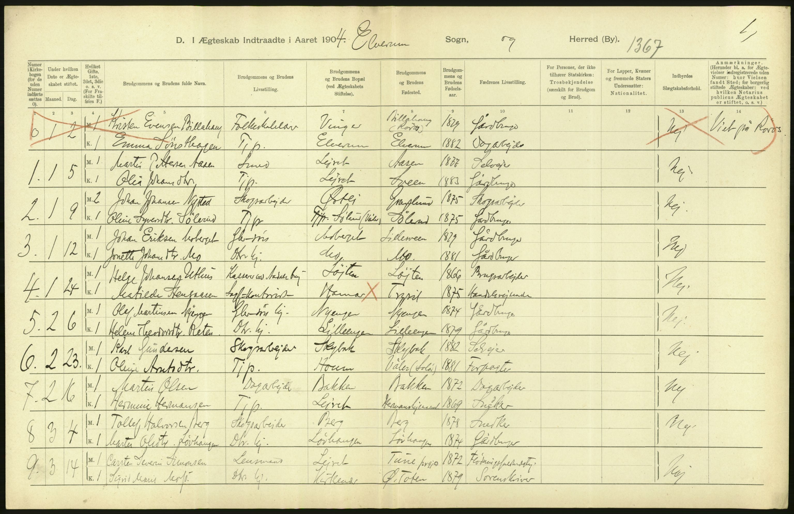 Statistisk sentralbyrå, Sosiodemografiske emner, Befolkning, AV/RA-S-2228/D/Df/Dfa/Dfab/L0005: Hedemarkens amt: Fødte, gifte, døde, 1904, s. 566