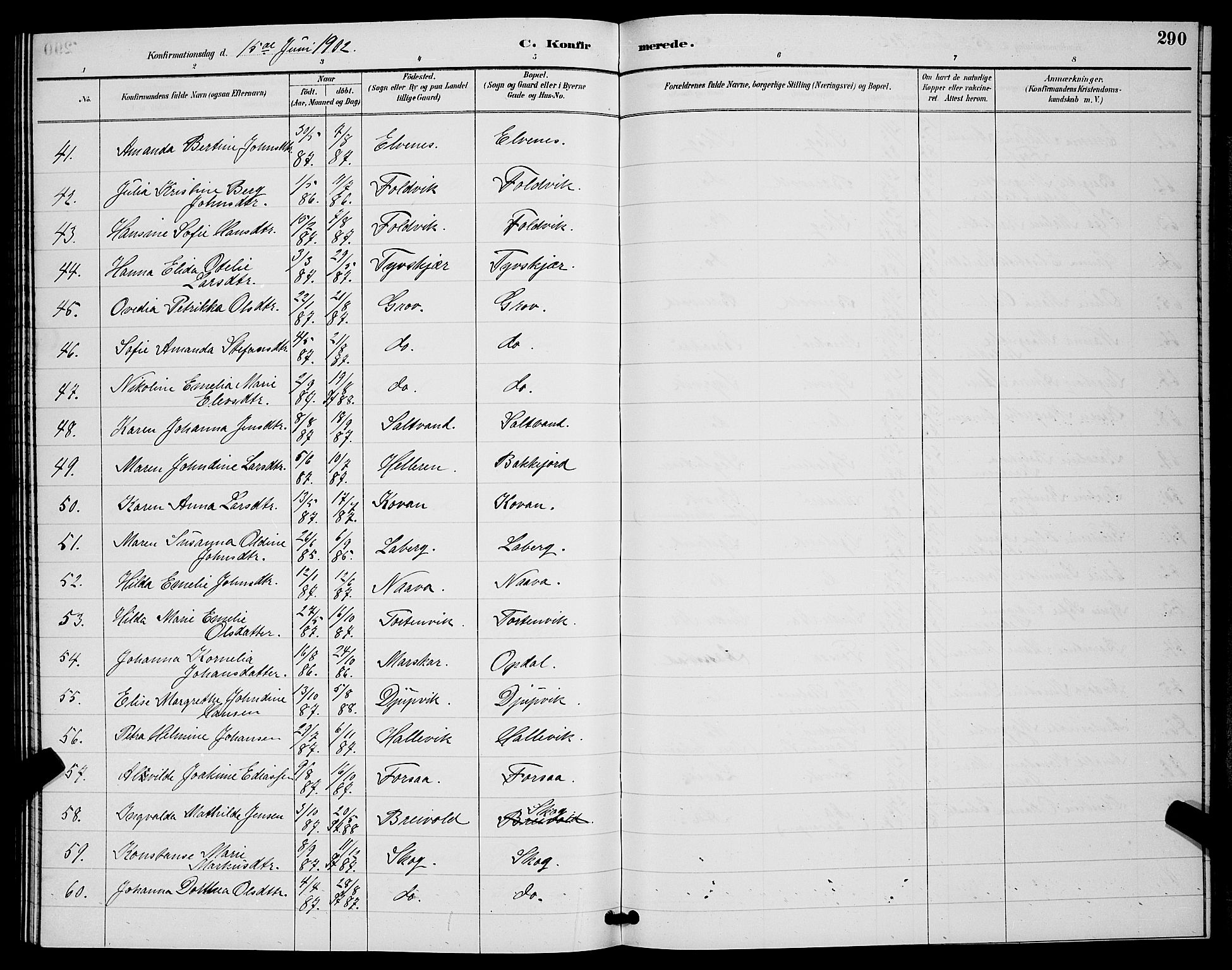 Ibestad sokneprestembete, AV/SATØ-S-0077/H/Ha/Hab/L0008klokker: Klokkerbok nr. 8, 1890-1903, s. 290