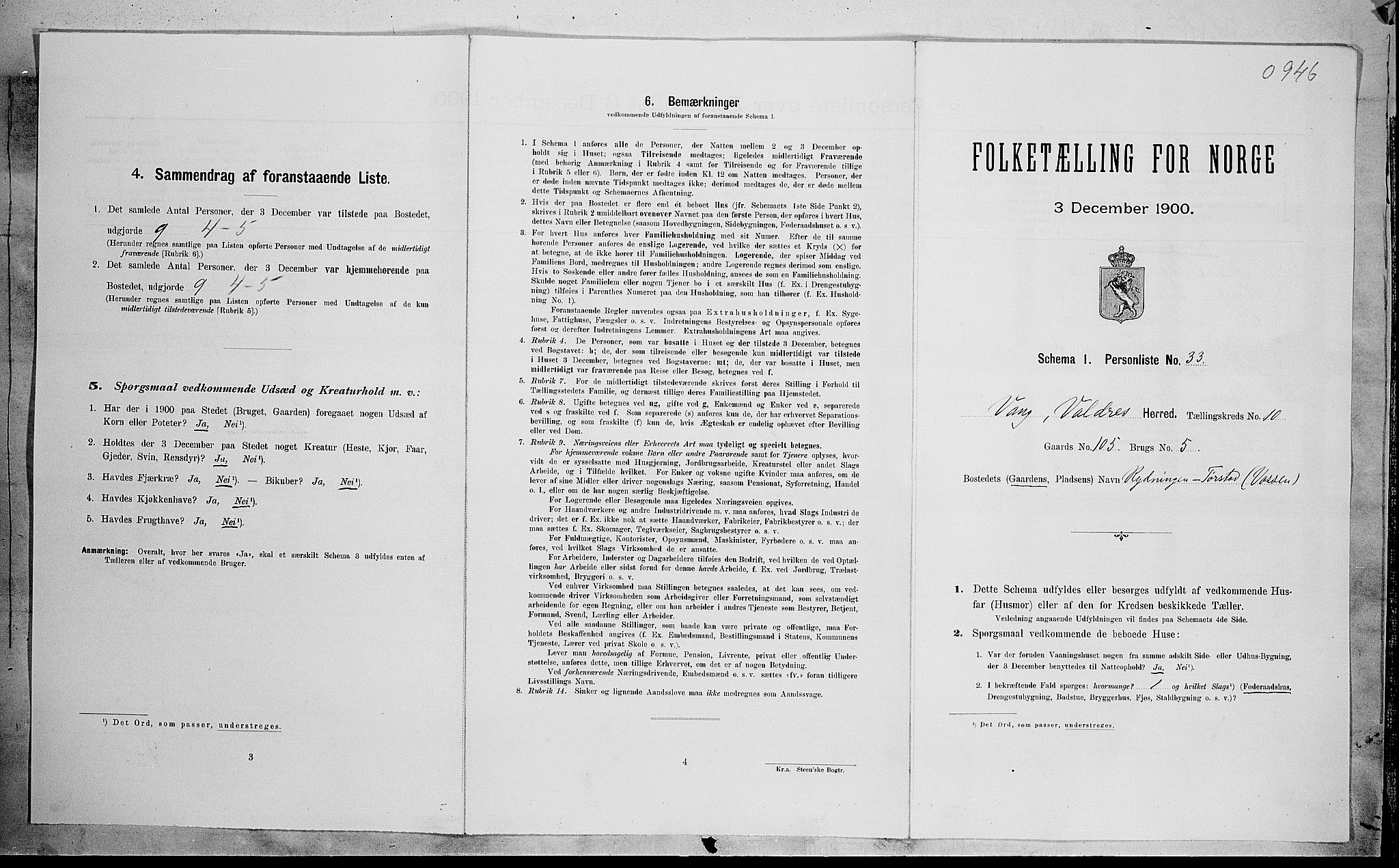SAH, Folketelling 1900 for 0545 Vang herred, 1900, s. 668