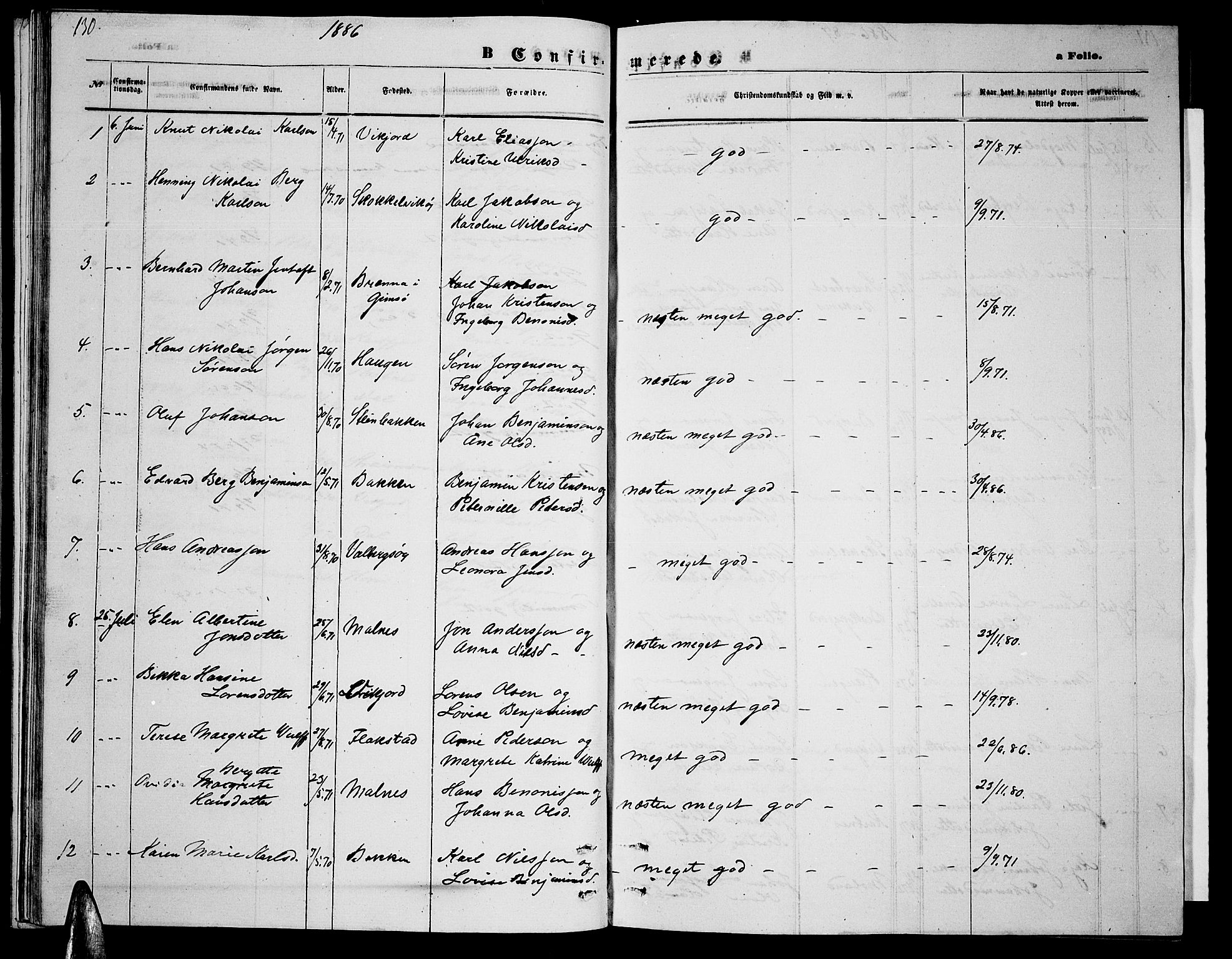 Ministerialprotokoller, klokkerbøker og fødselsregistre - Nordland, AV/SAT-A-1459/884/L1196: Klokkerbok nr. 884C02, 1860-1887, s. 130