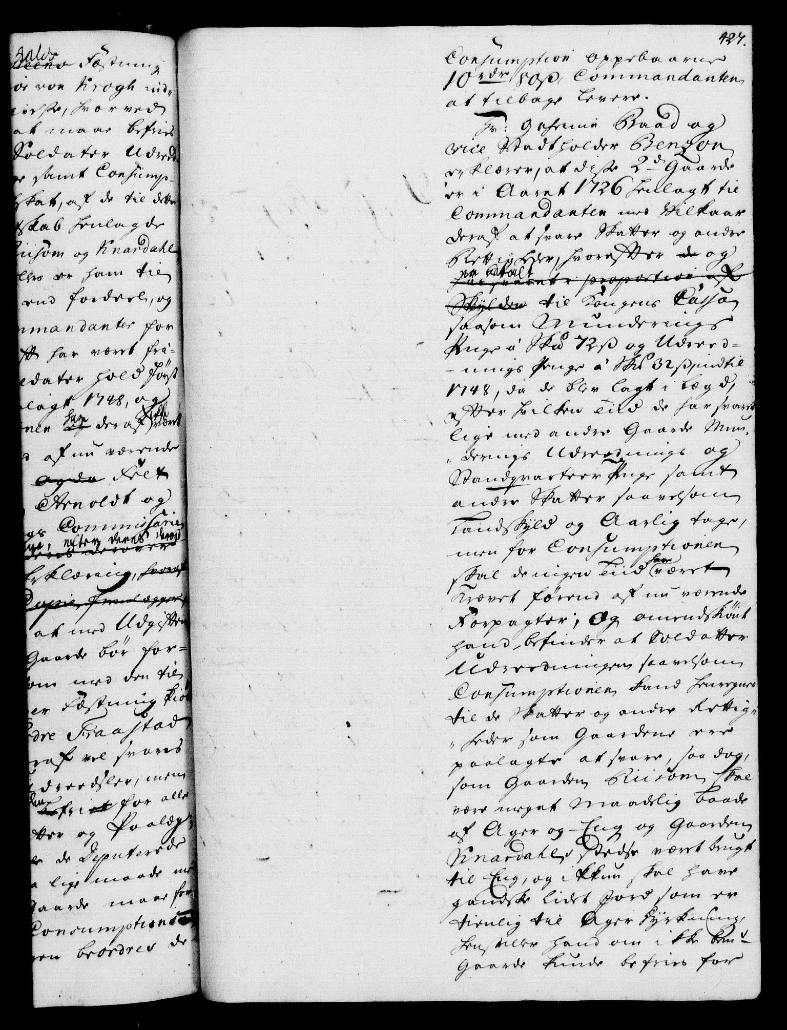 Rentekammeret, Kammerkanselliet, RA/EA-3111/G/Gh/Gha/L0032: Norsk ekstraktmemorialprotokoll (merket RK 53.77), 1753-1755, s. 427