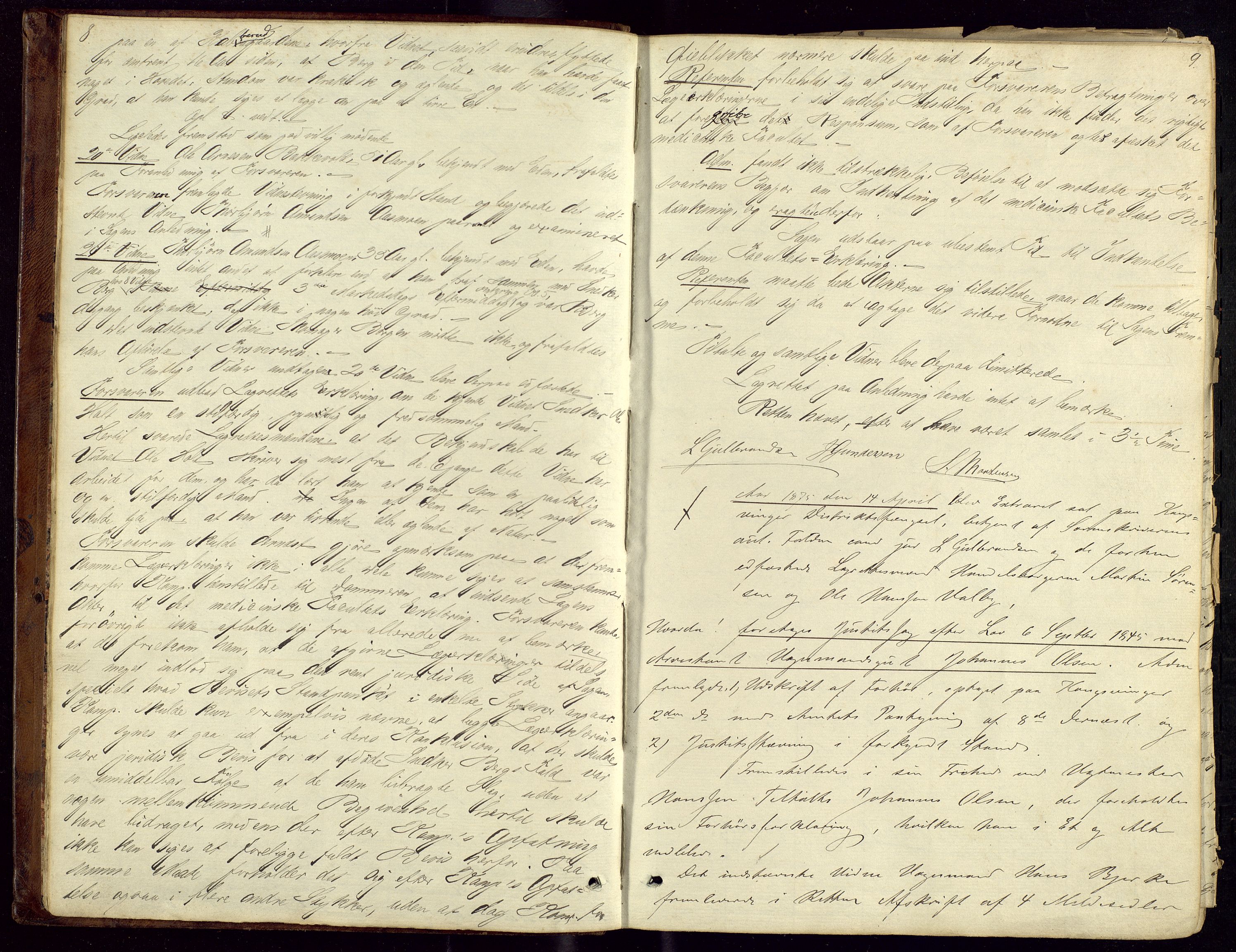 Vinger og Odal sorenskriveri, AV/SAH-TING-022/G/Gc/Gca/L0017: Ekstrarettsprotokoll - Kongsvinger, 1875-1885, s. 8-9