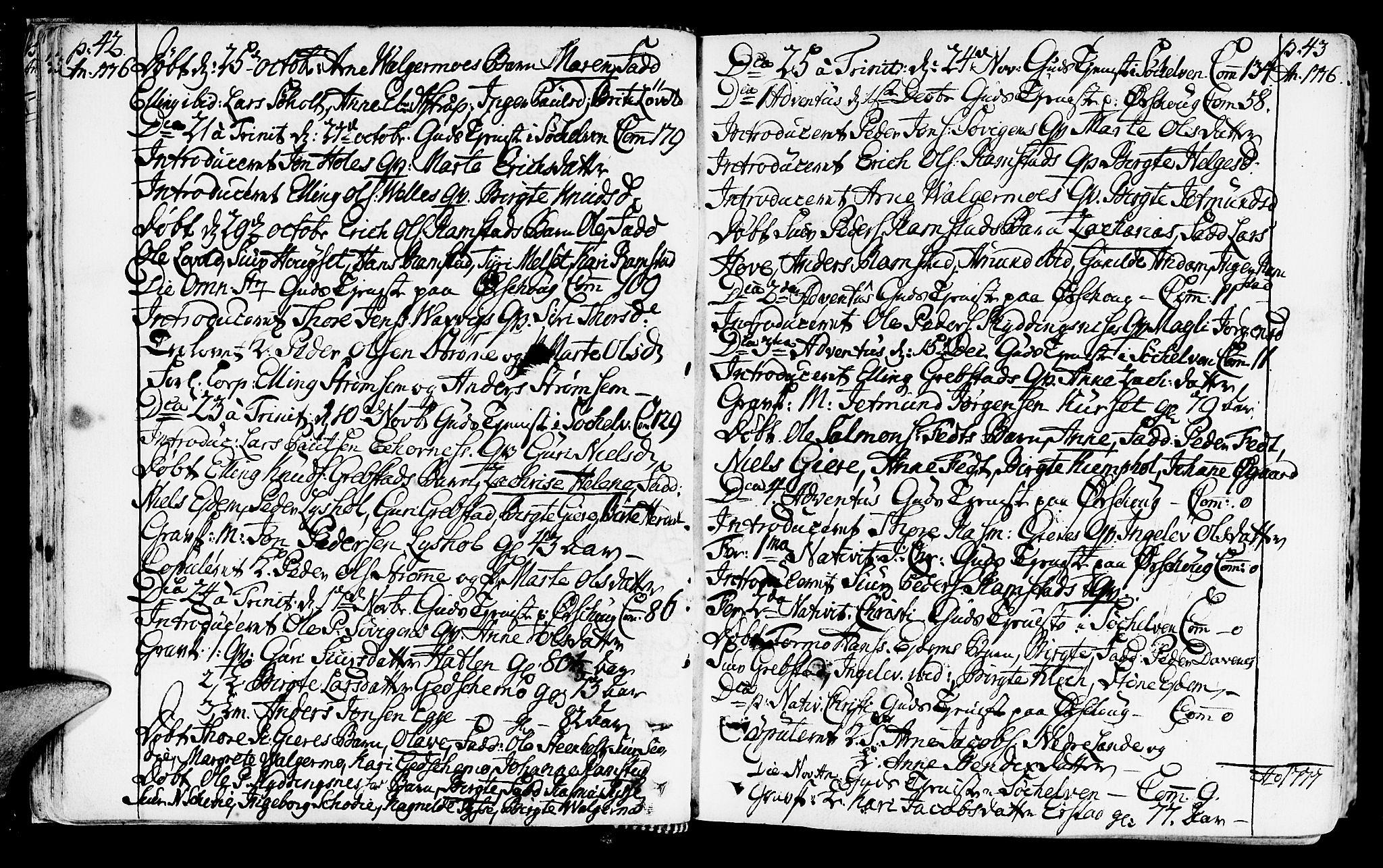 Ministerialprotokoller, klokkerbøker og fødselsregistre - Møre og Romsdal, AV/SAT-A-1454/522/L0308: Ministerialbok nr. 522A03, 1773-1809, s. 42-43