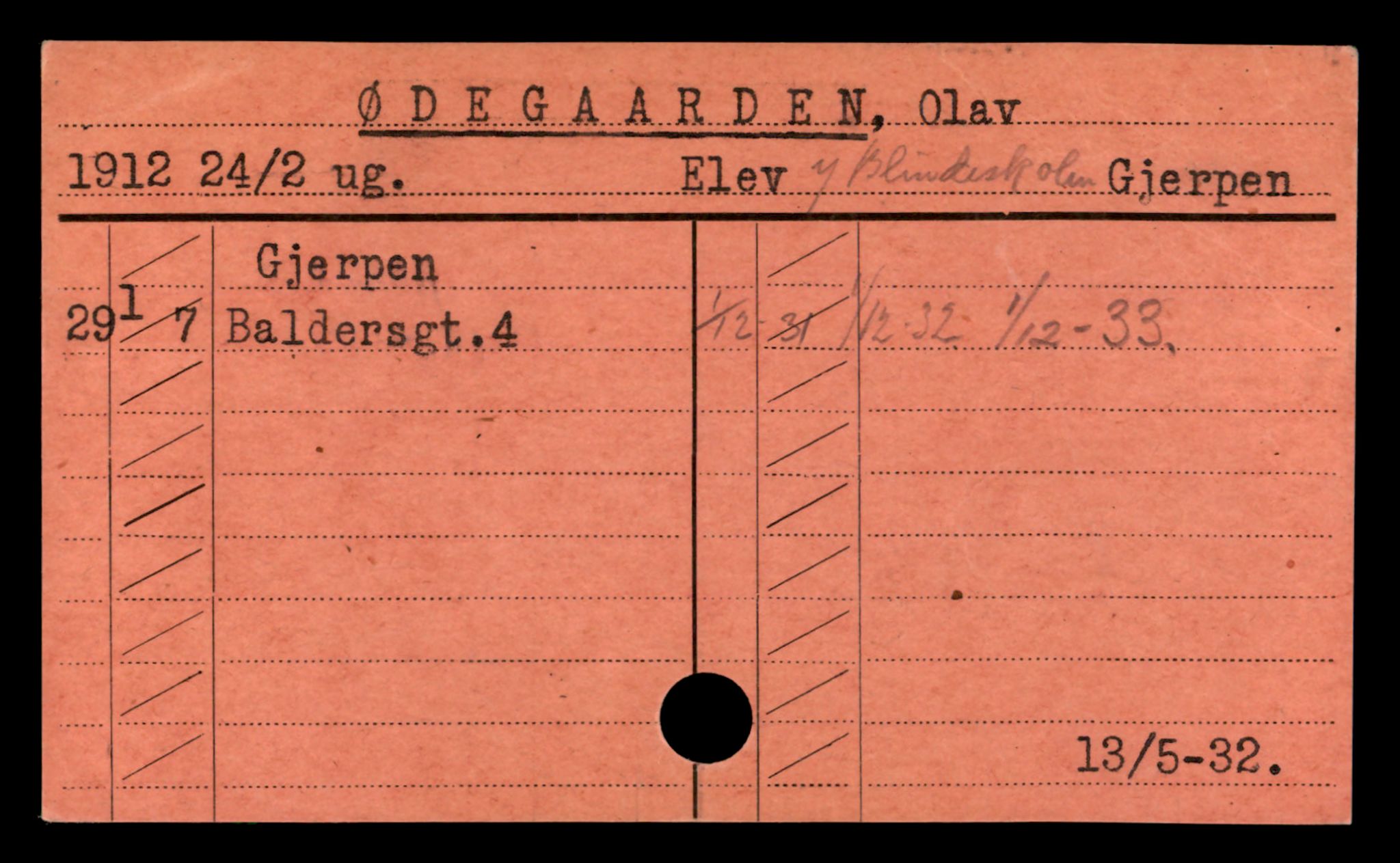 Oslo folkeregister, Registerkort, SAO/A-11715/D/Da/L0099: Menn: Ødegaarden Olav - Aamodt Ivar, 1906-1919