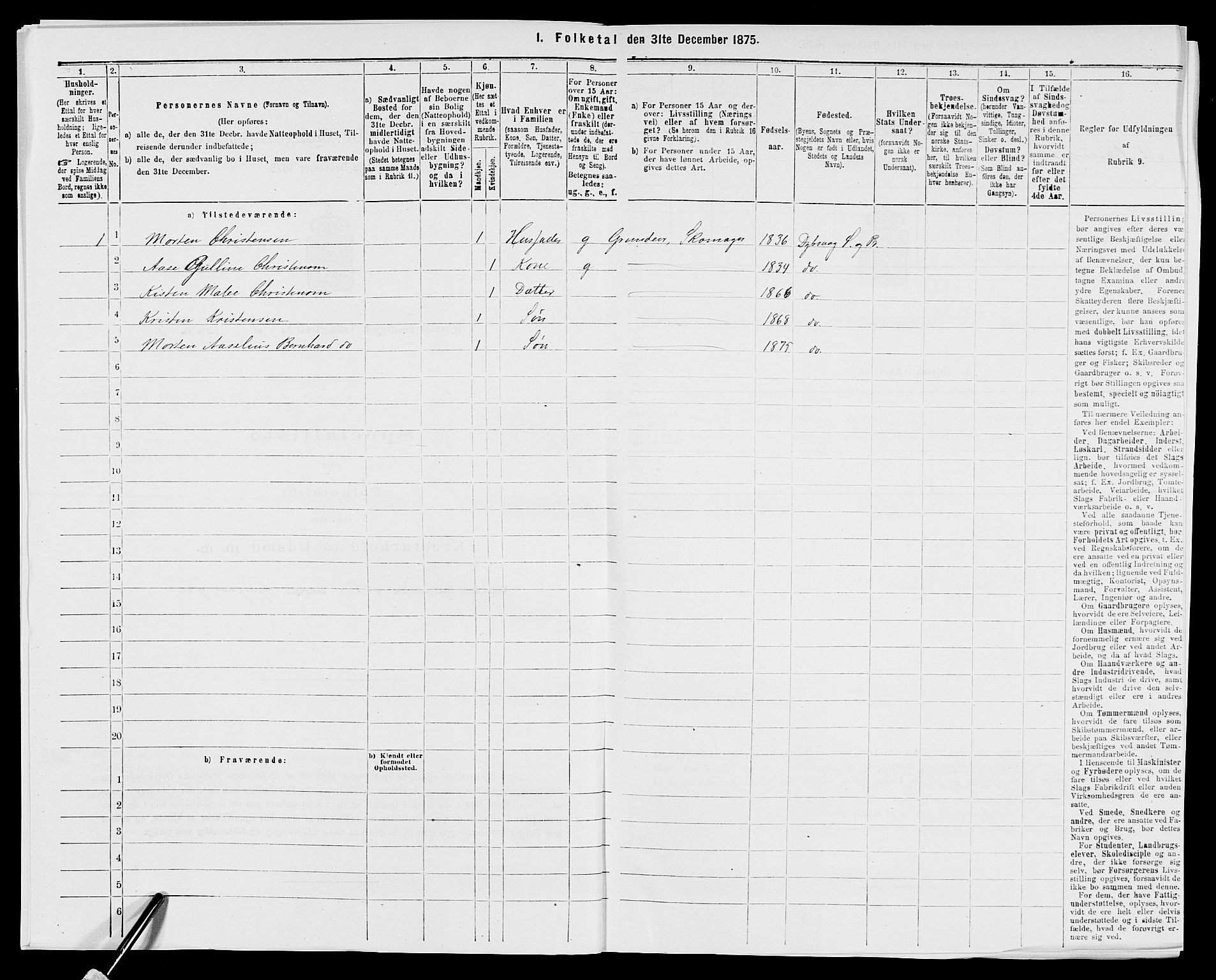 SAK, Folketelling 1875 for 0915P Dypvåg prestegjeld, 1875, s. 544