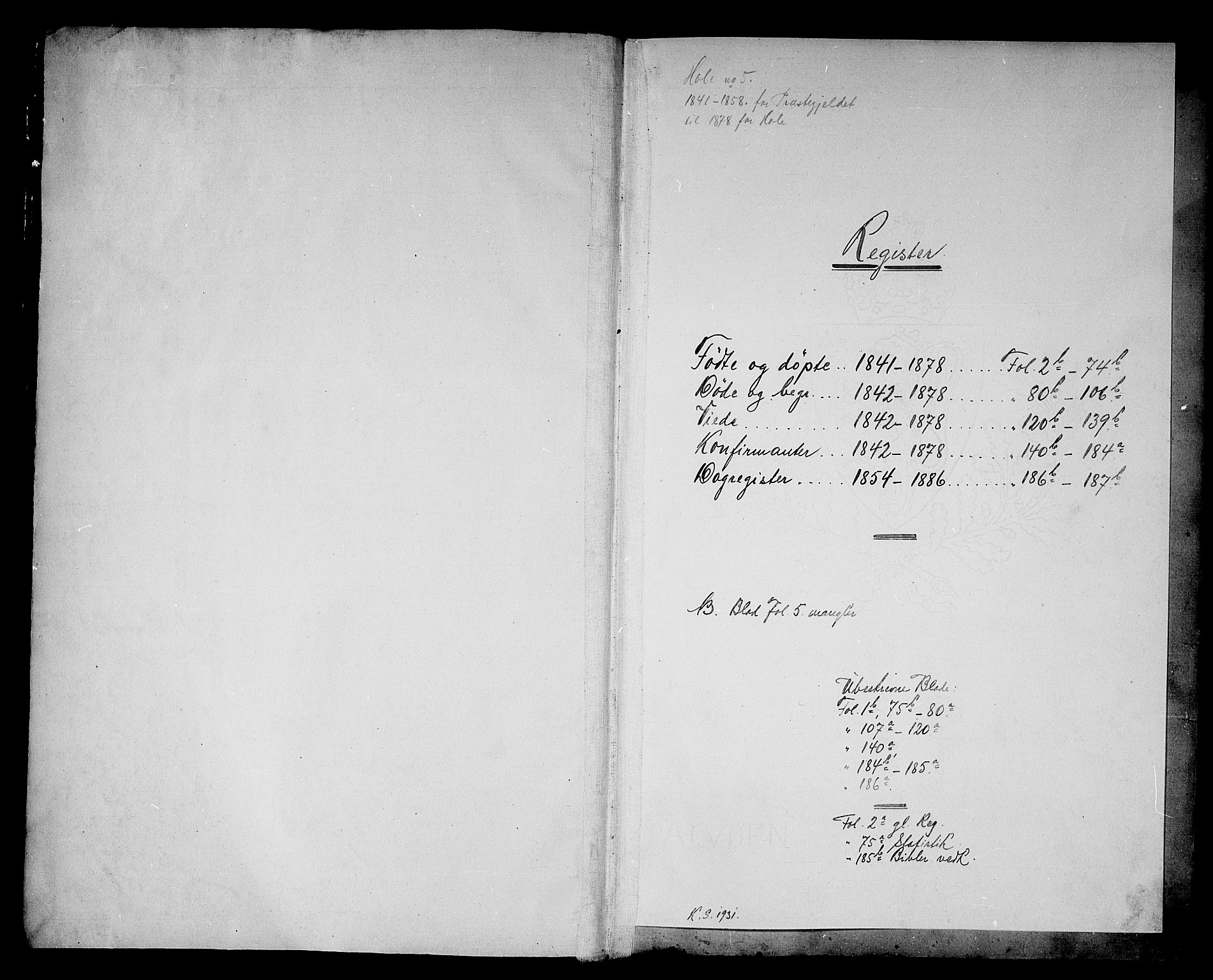 Hole kirkebøker, SAKO/A-228/G/Ga/L0002: Klokkerbok nr. I 2, 1842-1878