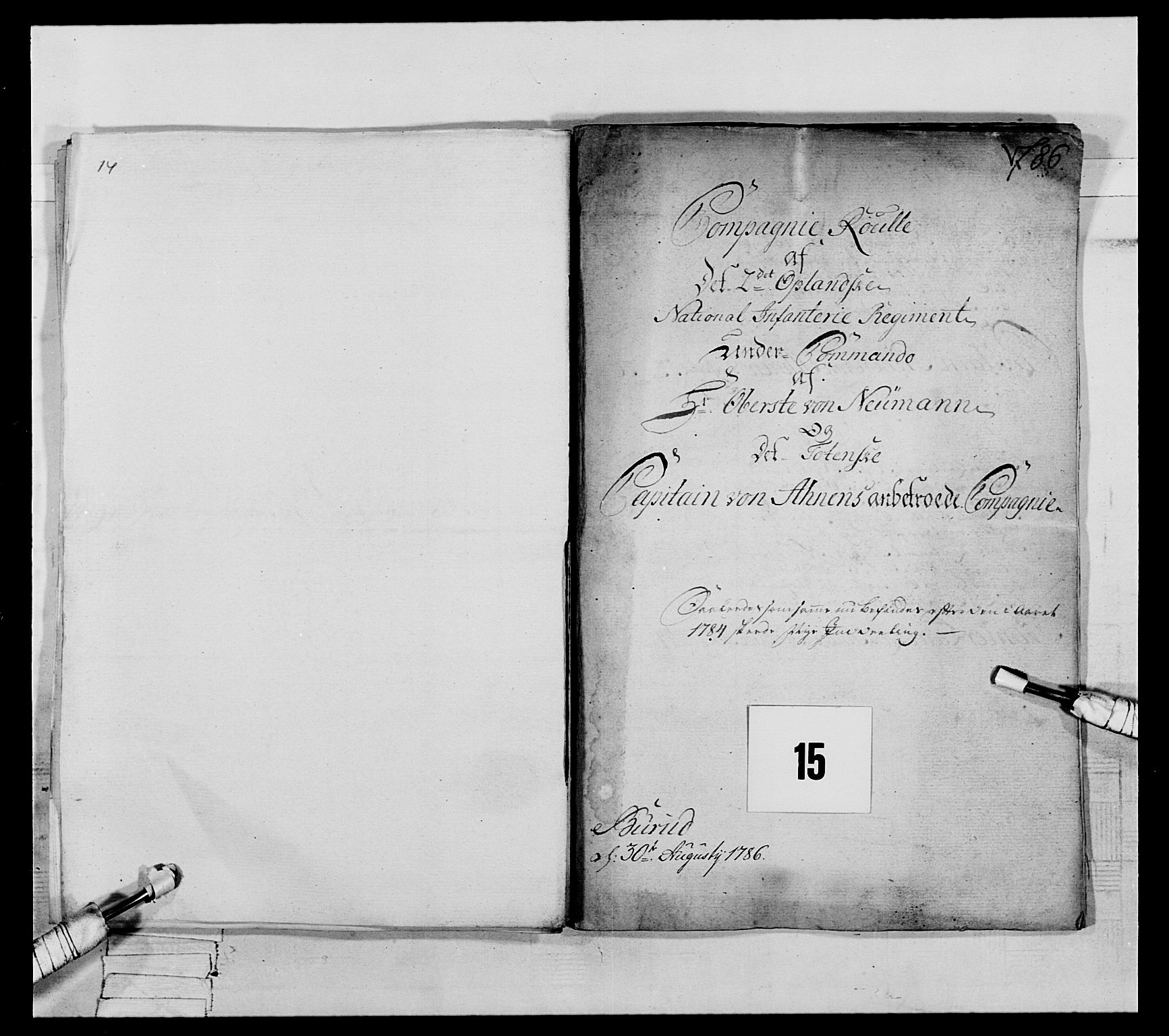 Generalitets- og kommissariatskollegiet, Det kongelige norske kommissariatskollegium, AV/RA-EA-5420/E/Eh/L0065: 2. Opplandske nasjonale infanteriregiment, 1786-1789, s. 91