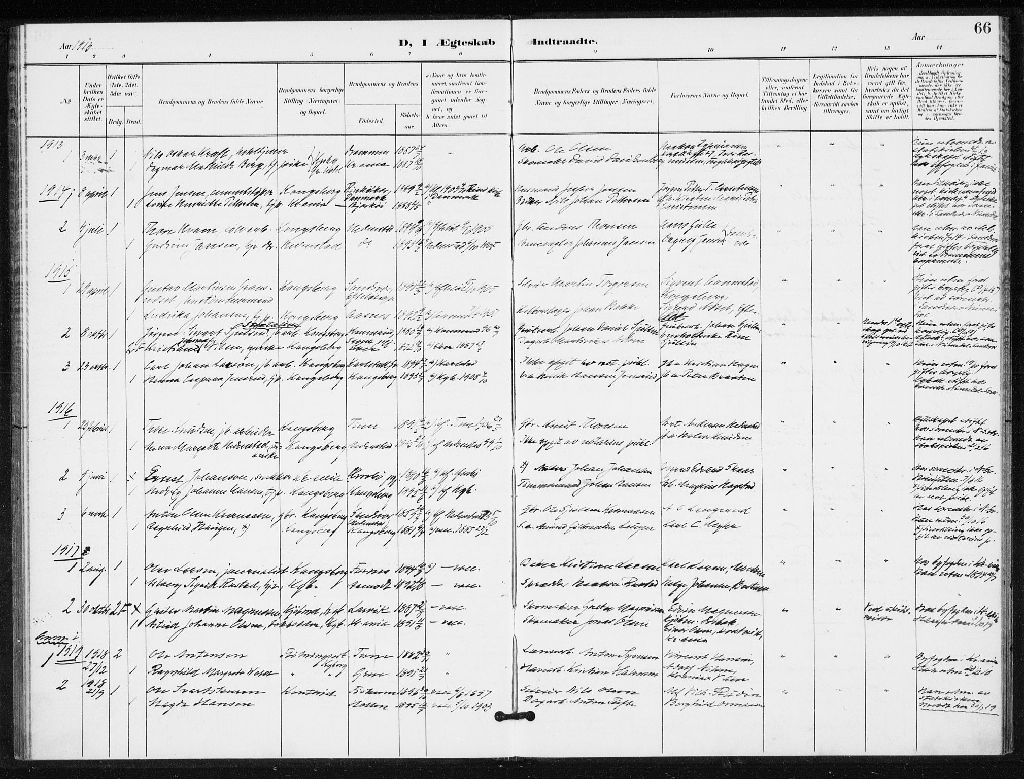 Kongsberg kirkebøker, SAKO/A-22/G/Ga/L0009: Klokkerbok nr. 9, 1932-1938, s. 66