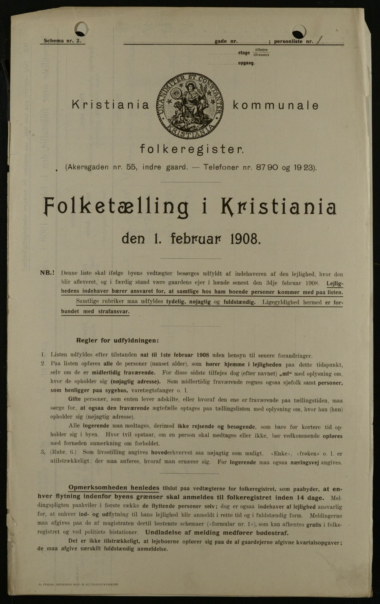 OBA, Kommunal folketelling 1.2.1908 for Kristiania kjøpstad, 1908, s. 41911