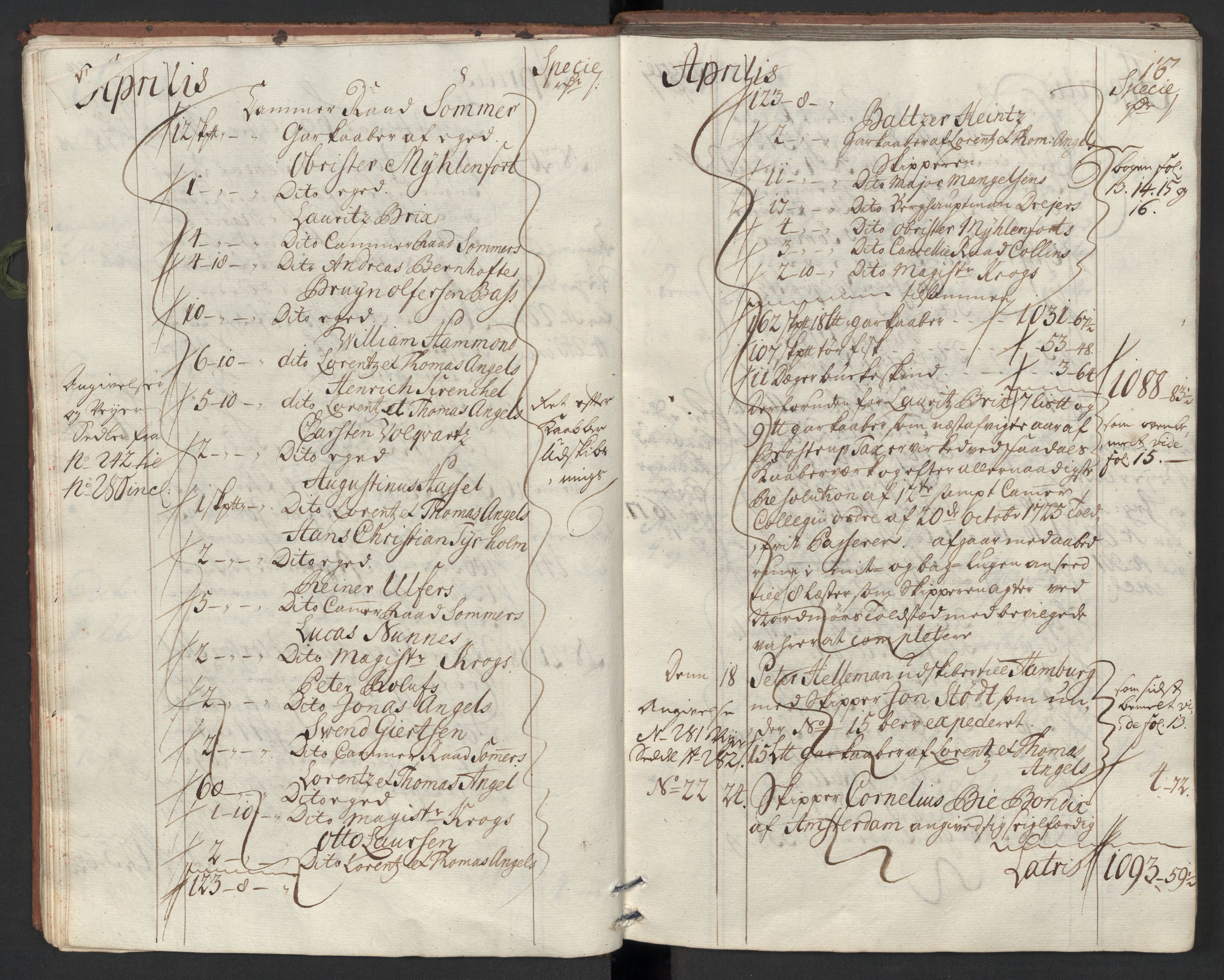 Generaltollkammeret, tollregnskaper, AV/RA-EA-5490/R33/L0013/0002: Tollregnskaper Trondheim A / Utgående tollbok, 1731, s. 15b-16a
