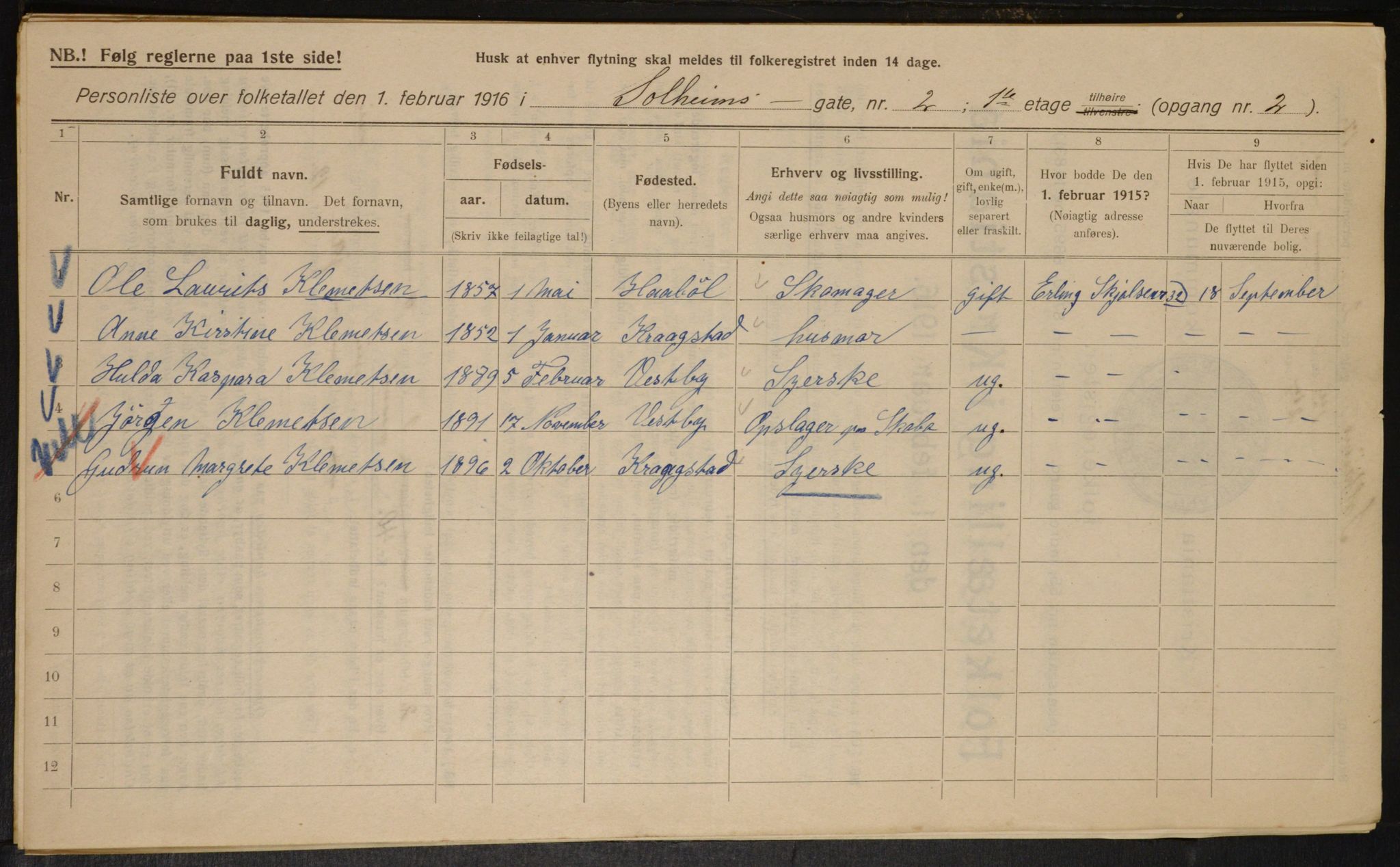OBA, Kommunal folketelling 1.2.1916 for Kristiania, 1916, s. 102040