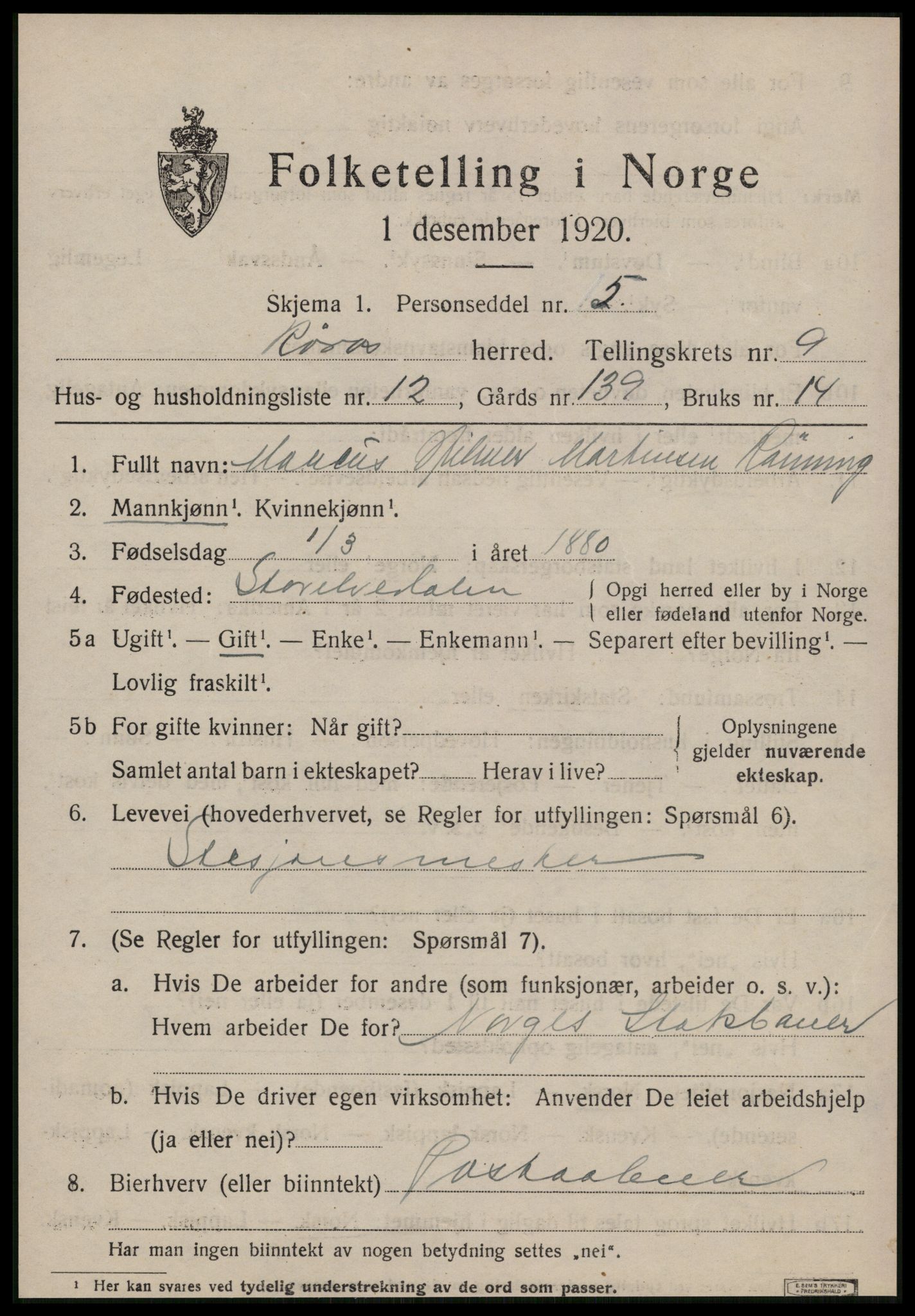 SAT, Folketelling 1920 for 1640 Røros herred, 1920, s. 7818