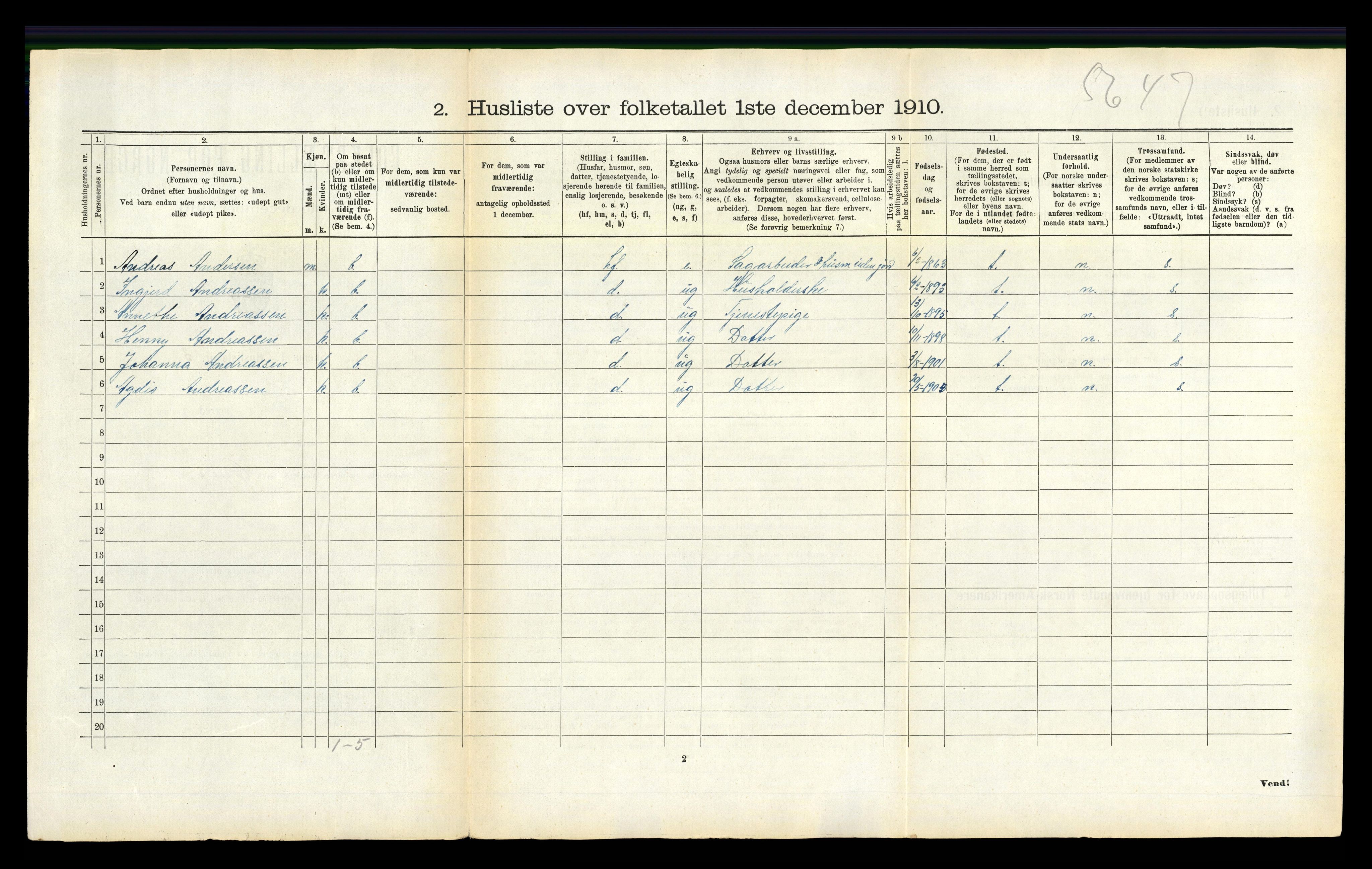 RA, Folketelling 1910 for 1824 Vefsn herred, 1910, s. 103