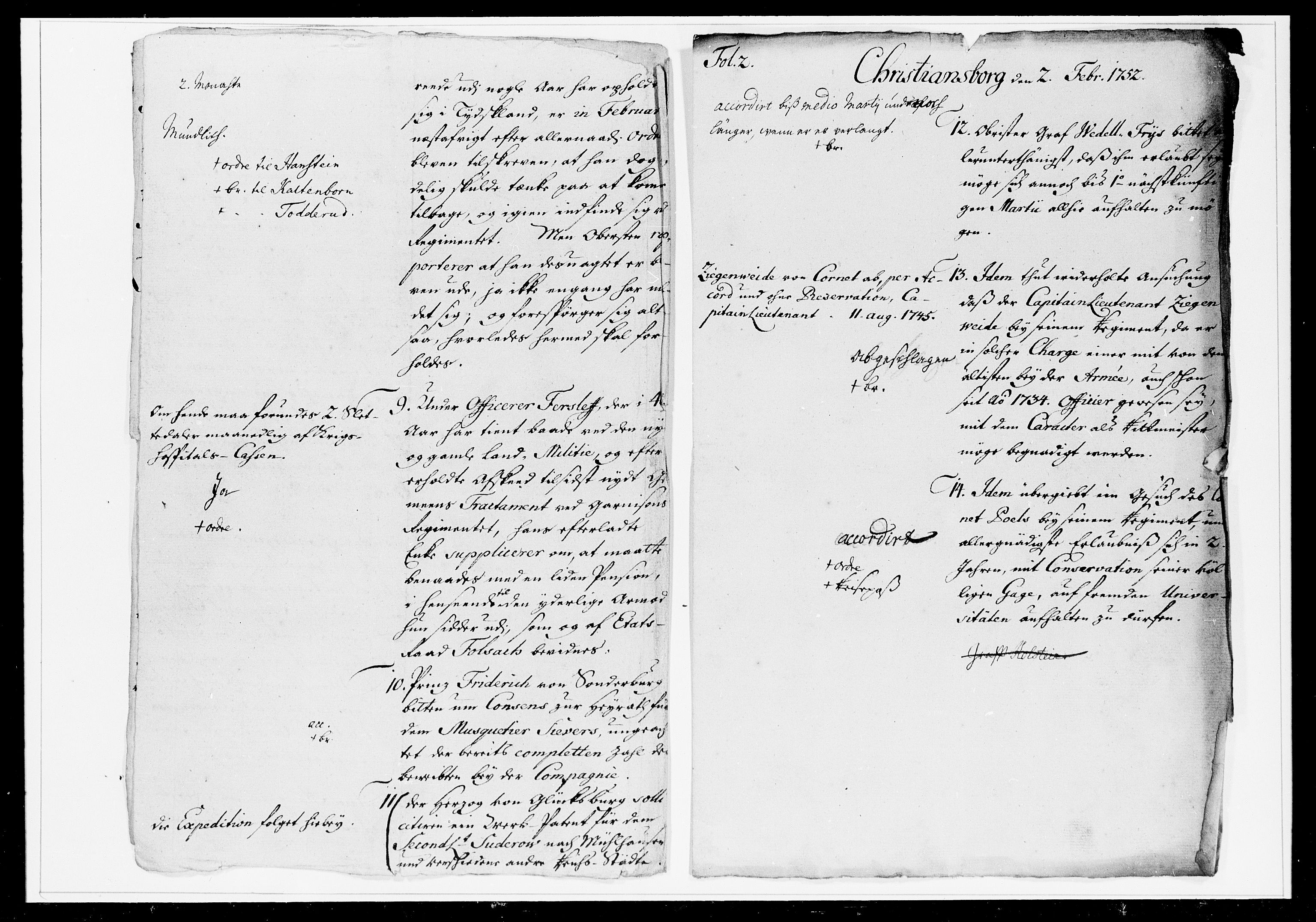 Krigskollegiet, Krigskancelliet, DRA/A-0006/-/1233-1240: Refererede sager, 1752, s. 20