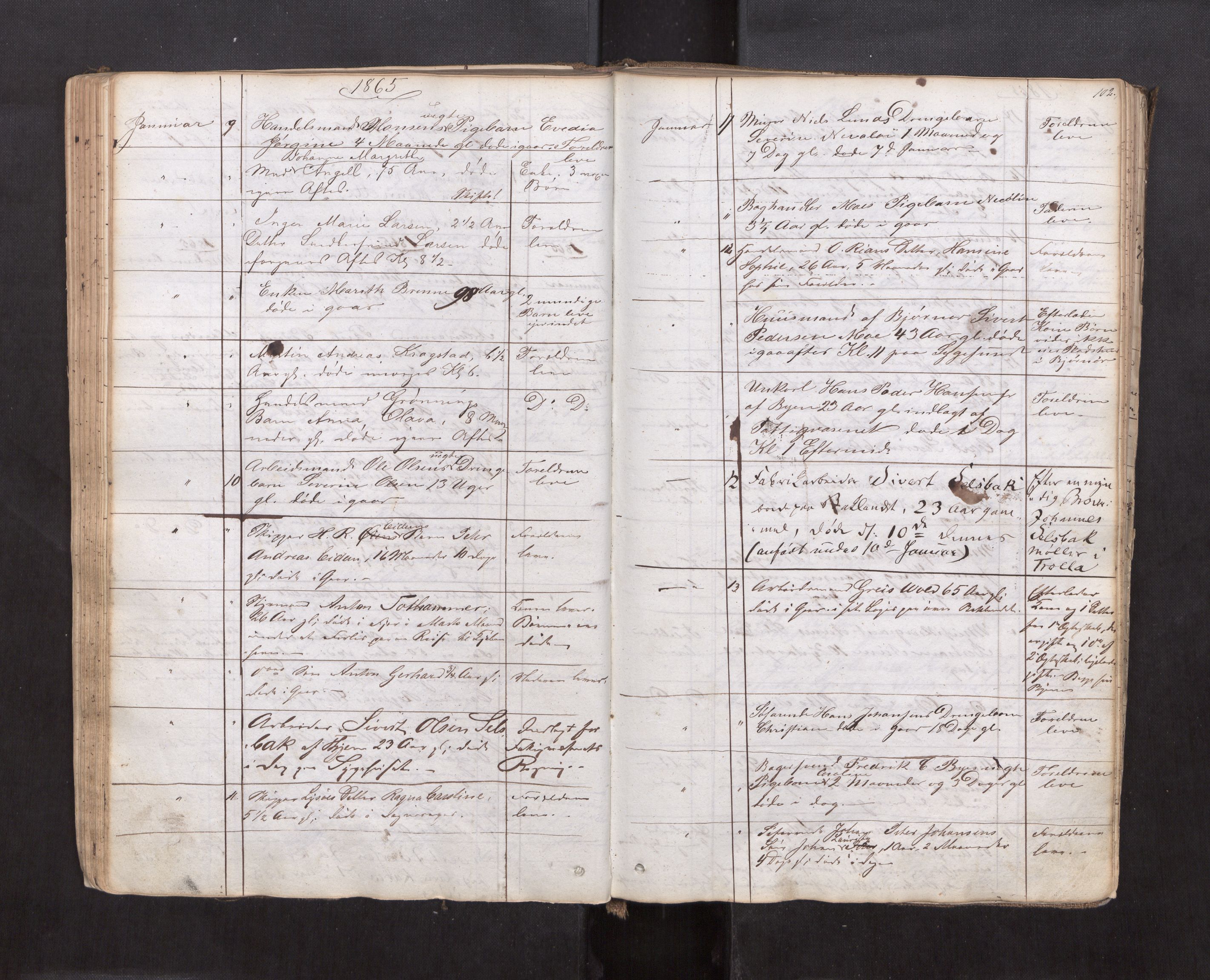 Trondheim byfogd, AV/SAT-A-0003/1/3/3L/L0001: Dødsanmeldelsesprotokoll, 1823-1870