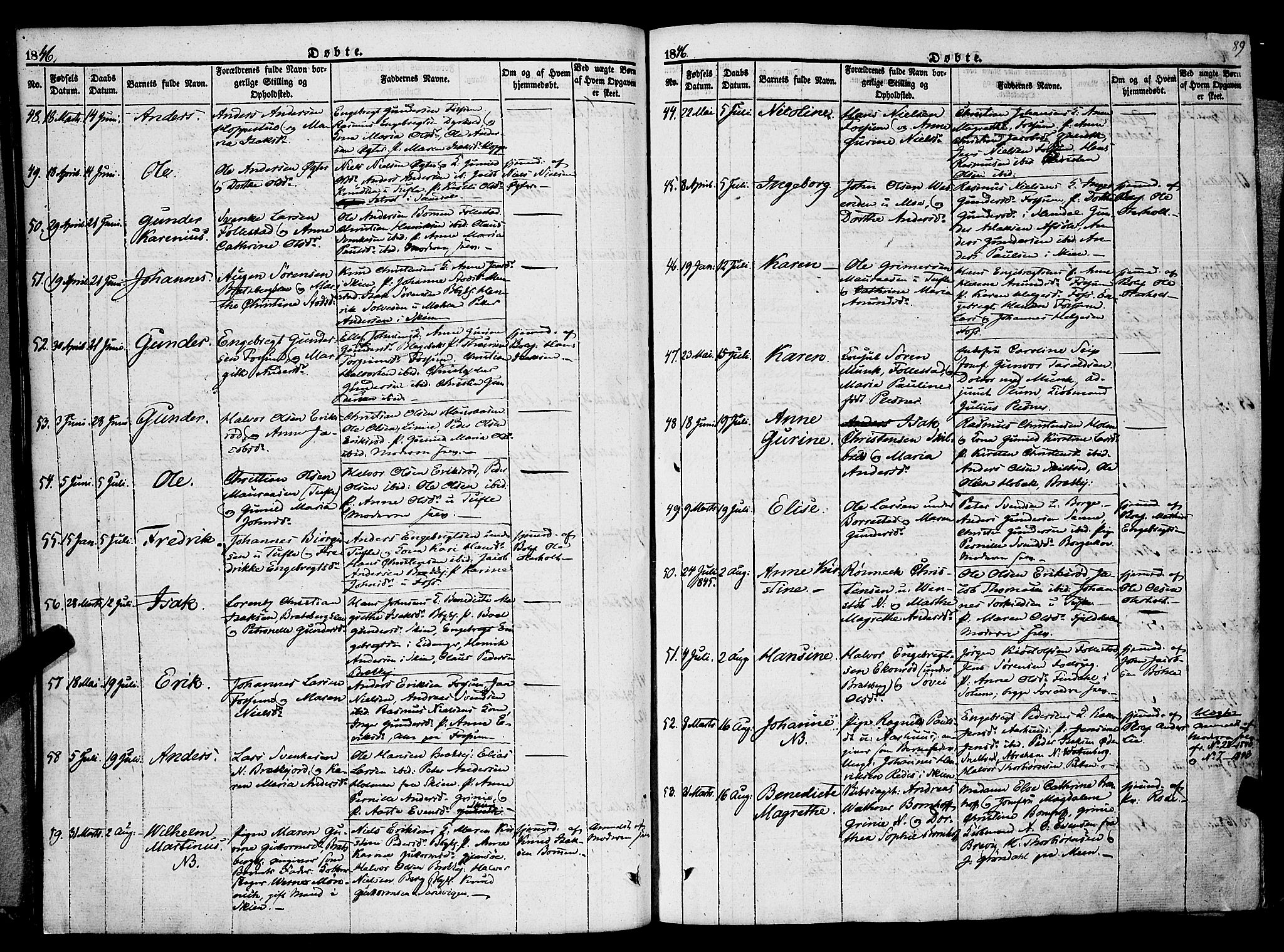 Gjerpen kirkebøker, AV/SAKO-A-265/F/Fa/L0007a: Ministerialbok nr. I 7A, 1834-1857, s. 89