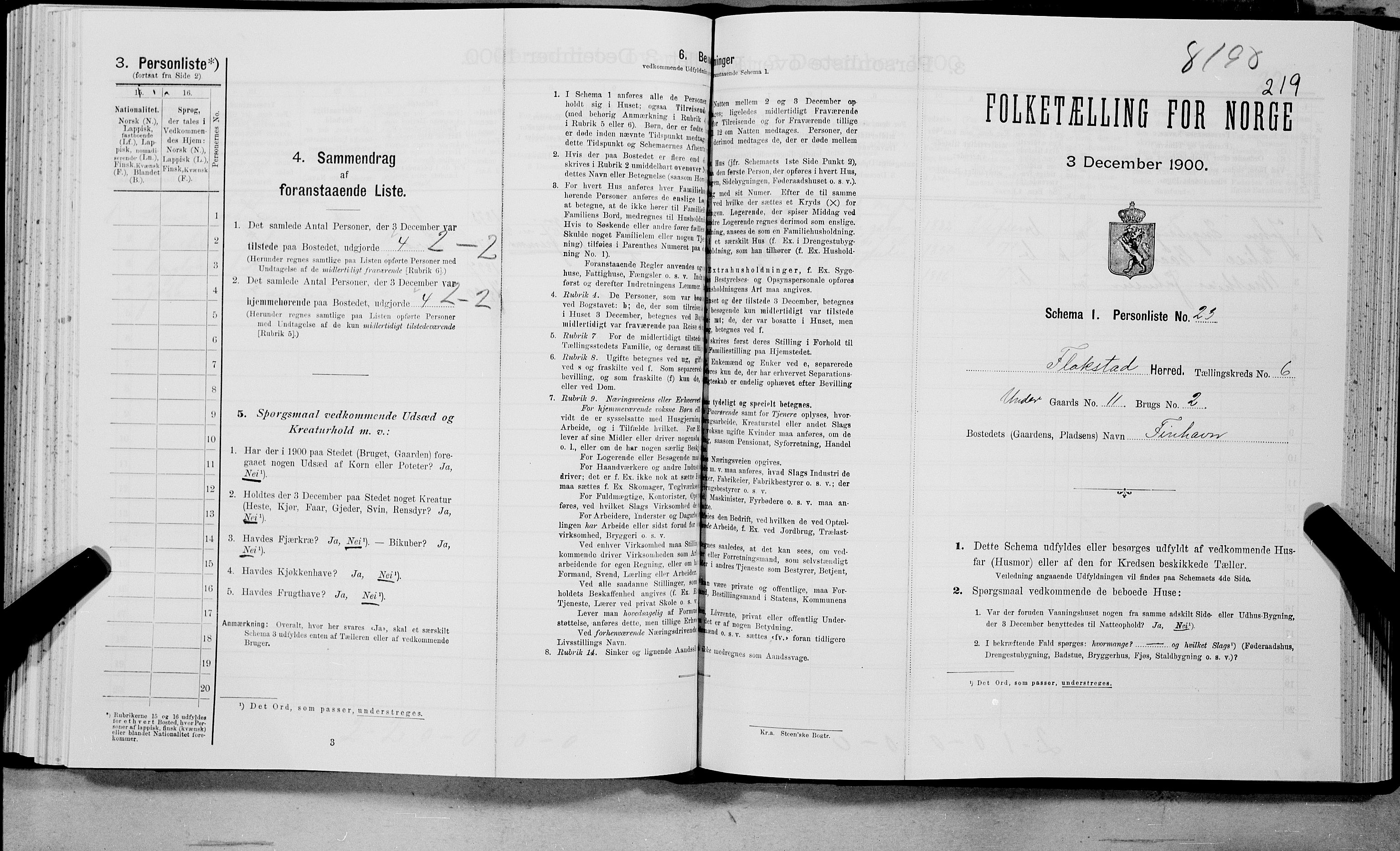 SAT, Folketelling 1900 for 1859 Flakstad herred, 1900, s. 709