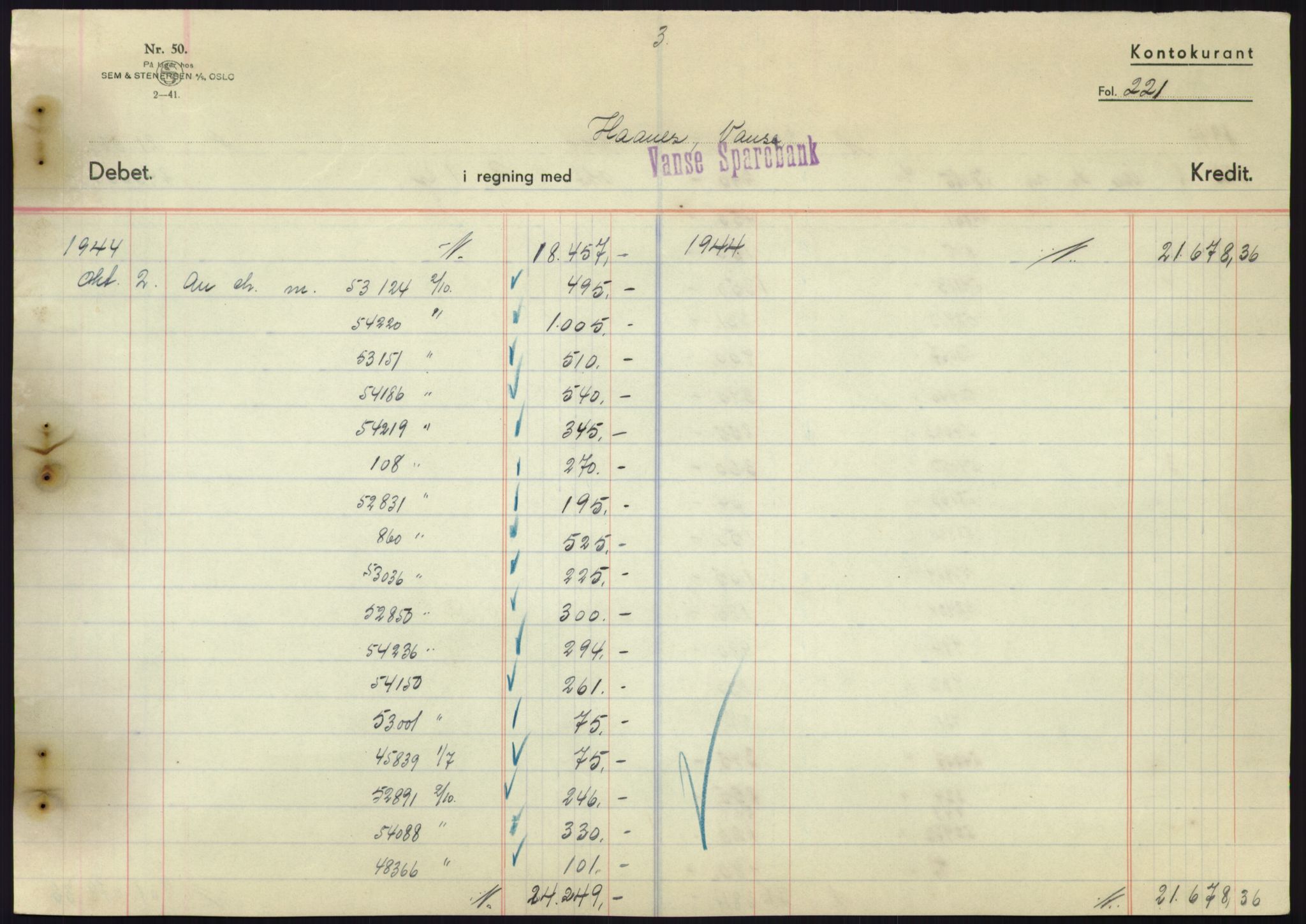 Forsvarsdepartementet, 10. kontor / Oppgjørskontoret, AV/RA-RAFA-1225/D/Db/L0180: Lista oppgjørskontor, 1942-1952, s. 2145