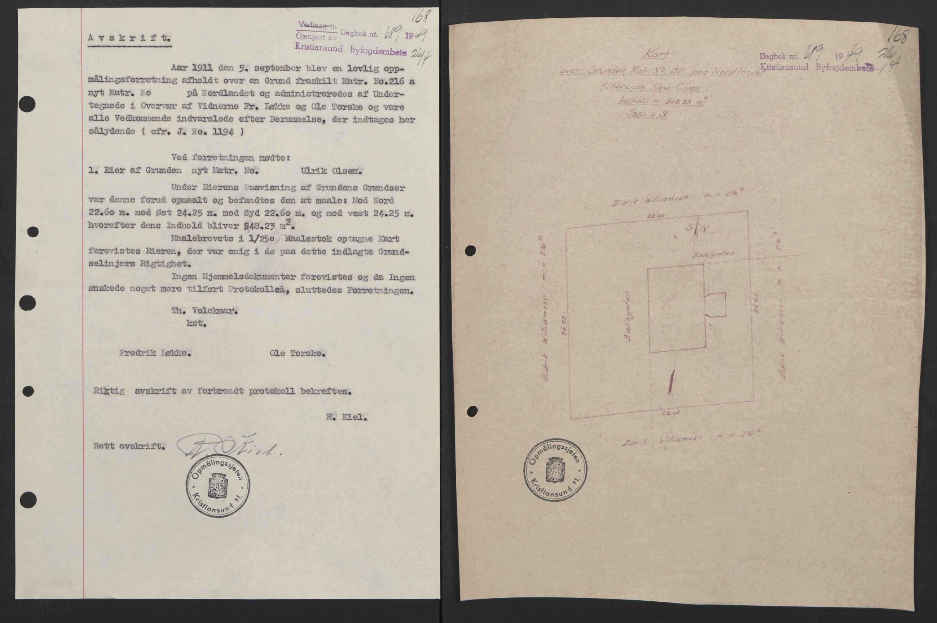 Kristiansund byfogd, SAT/A-4587/A/27: Pantebok nr. 42, 1947-1950, Dagboknr: 689/1949