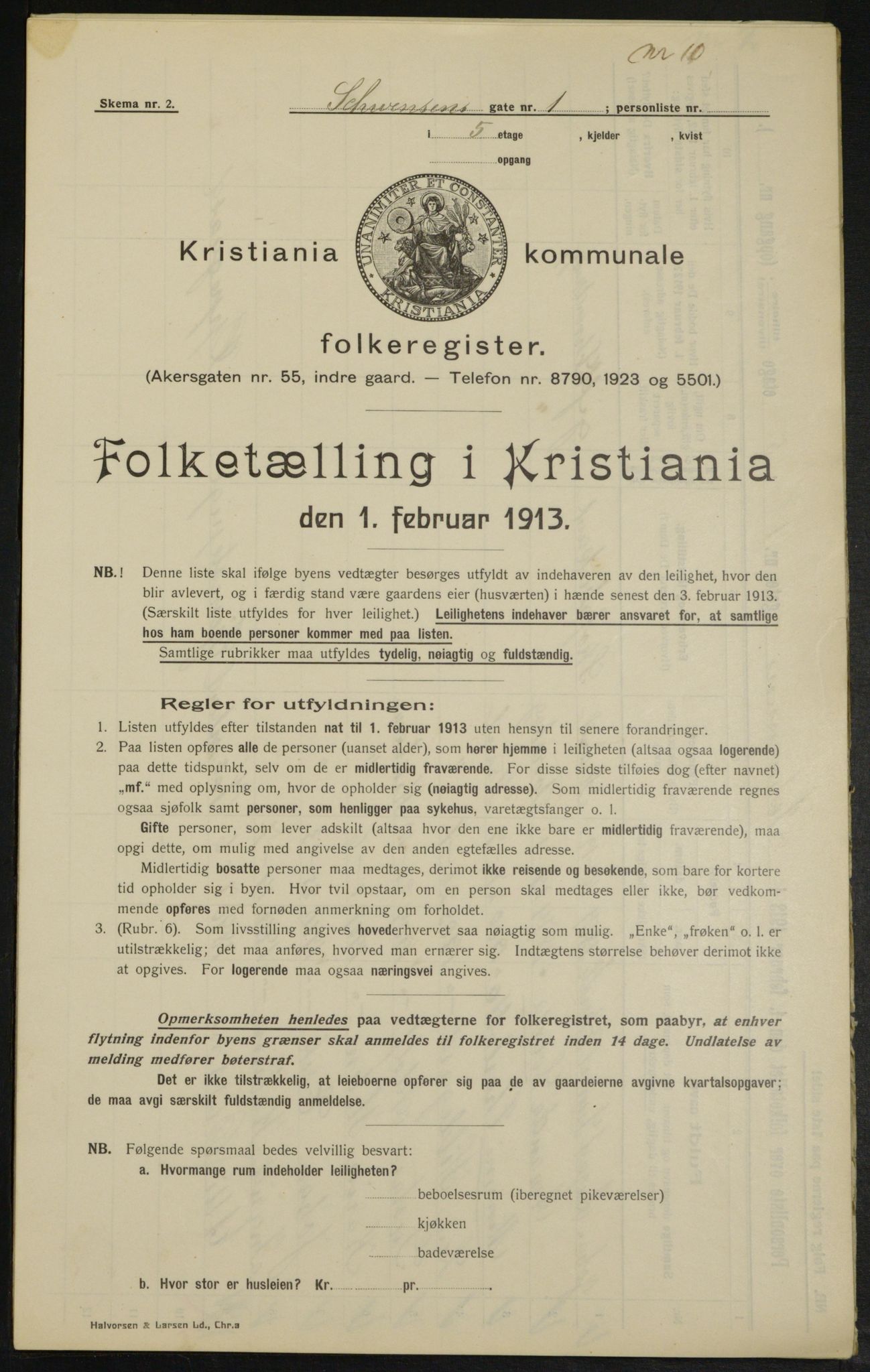 OBA, Kommunal folketelling 1.2.1913 for Kristiania, 1913, s. 92663