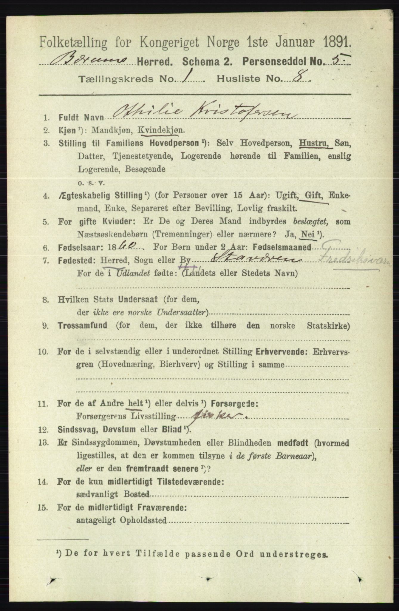RA, Folketelling 1891 for 0219 Bærum herred, 1891, s. 245