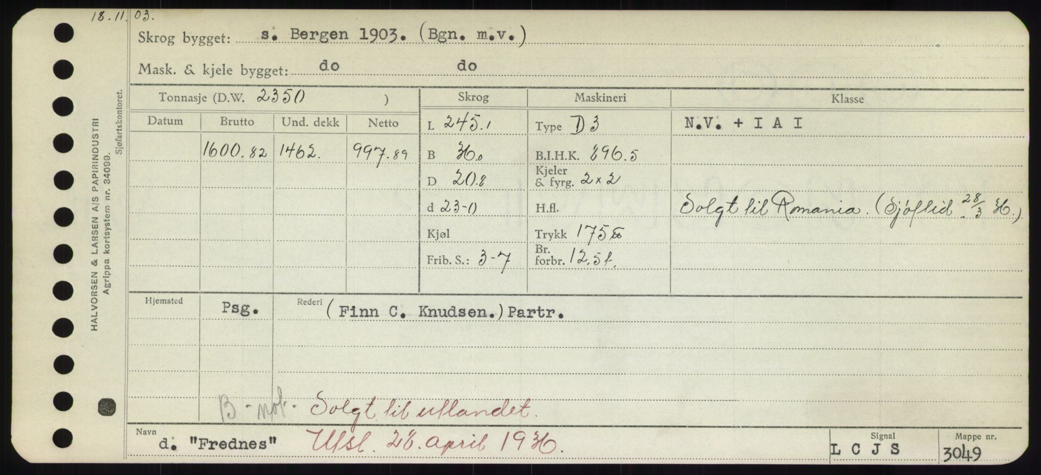 Sjøfartsdirektoratet med forløpere, Skipsmålingen, RA/S-1627/H/Hd/L0011: Fartøy, Fla-Får, s. 343