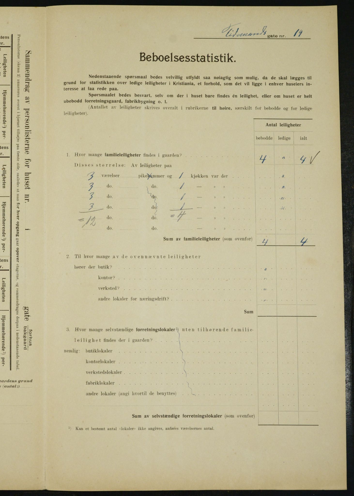 OBA, Kommunal folketelling 1.2.1910 for Kristiania, 1910, s. 105731