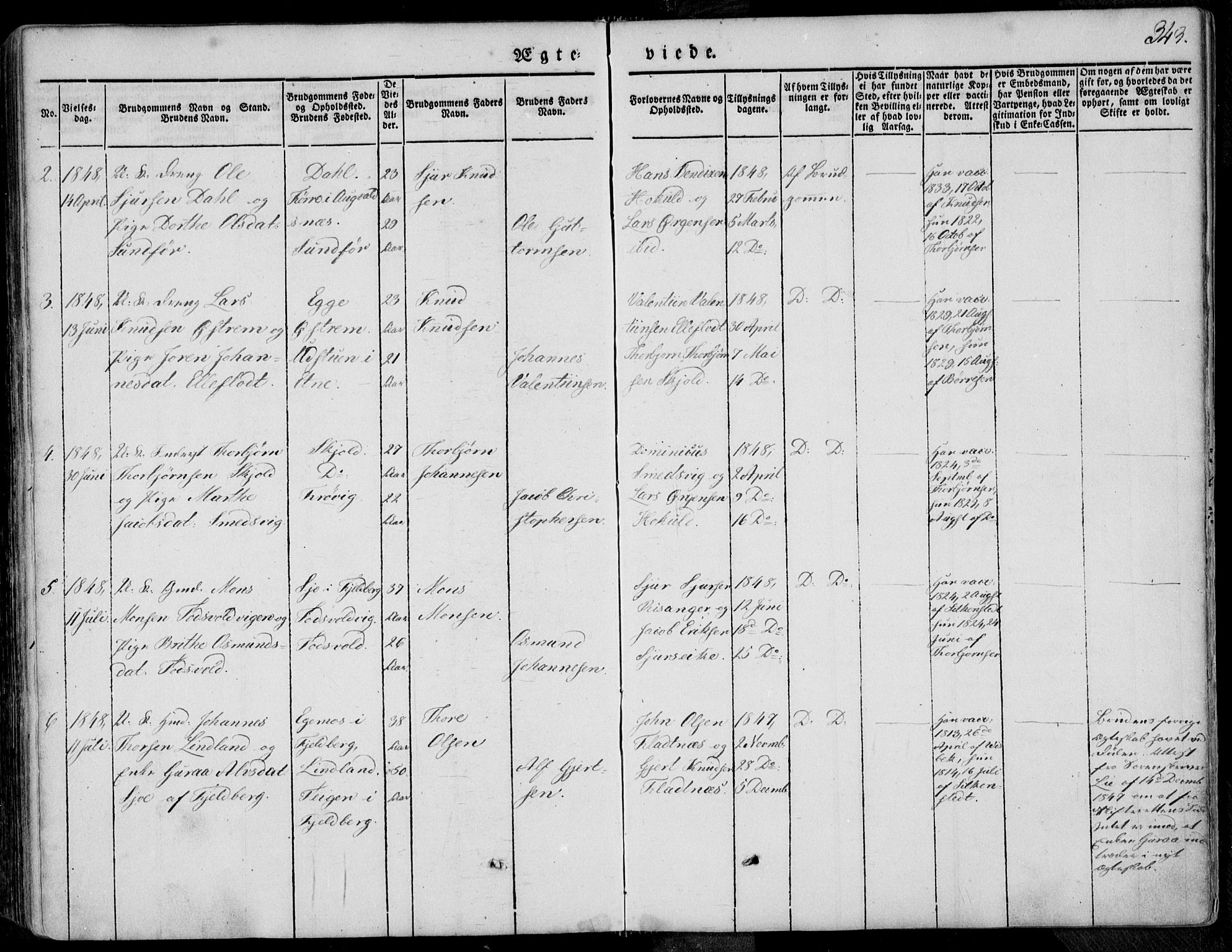 Skjold sokneprestkontor, AV/SAST-A-101847/H/Ha/Haa/L0006: Ministerialbok nr. A 6.1, 1835-1858, s. 343